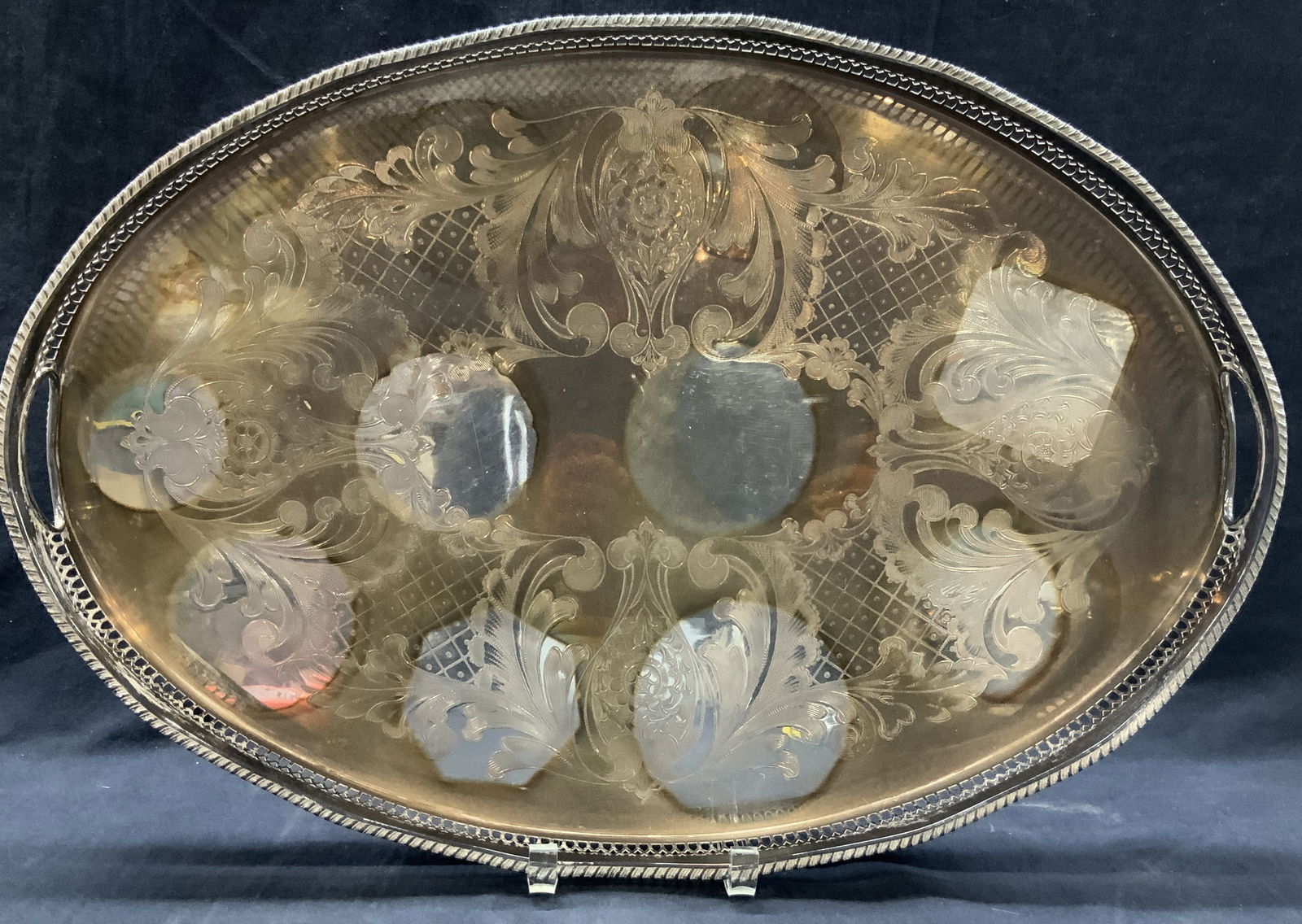 EL Silver Over Copper Centerpiece Tray, England (1 of 8)