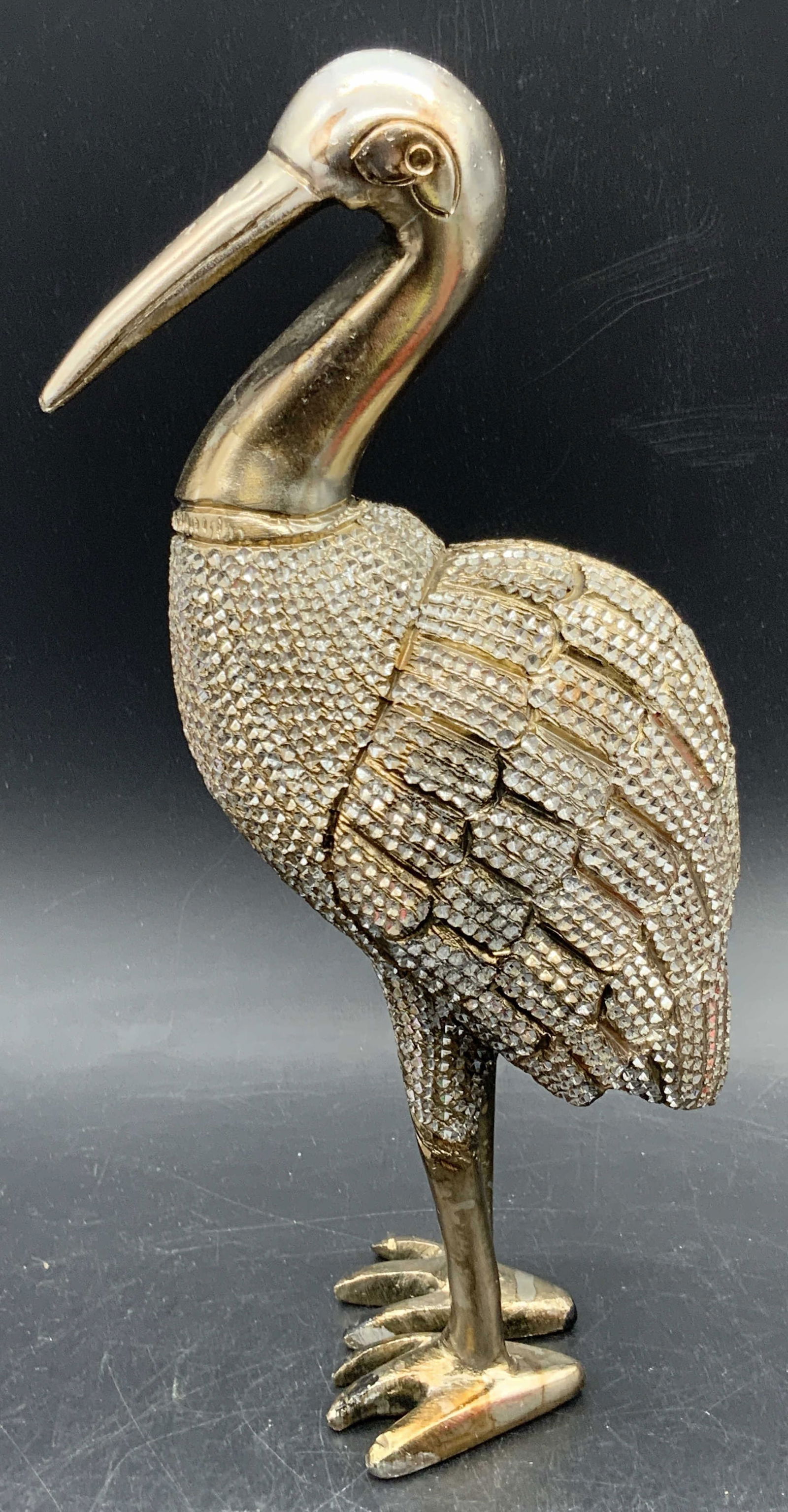 Vintage Etched Silver Tone Metal Crane Figural (1 of 13)