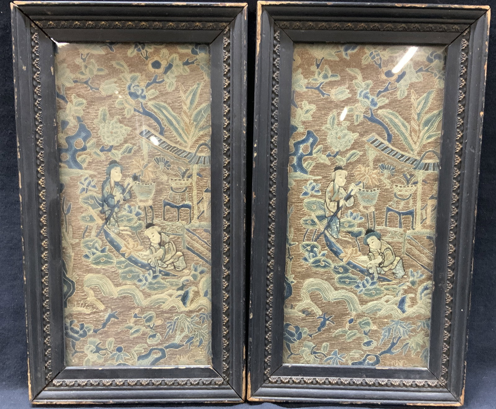 2 Asian Embroidered Figural Panels (1 of 9)