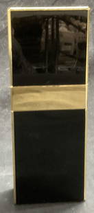 COCO CHANEL Eau de Parfum 60ml: COCO CHANEL Paris Eau de Parfum 60ml. Black lacquer with gold trim refillable spray bottle. Feels like it could be half full. Measures approx. 6.5H x 2.5W x 1D in. Some surface wear consistent with ag