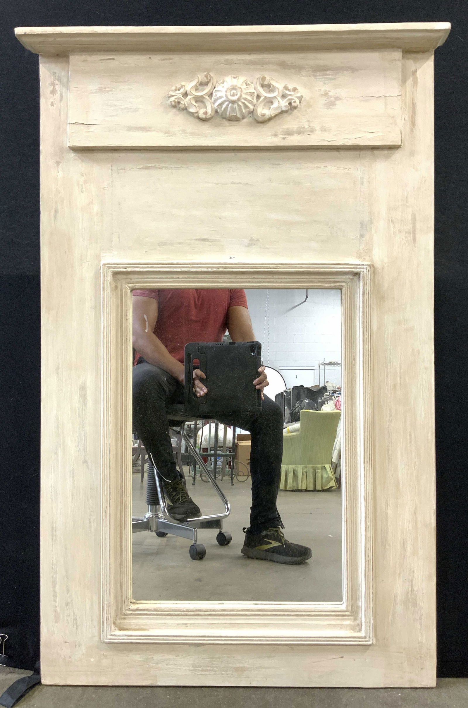 Vntg French Trumeau Vntg Wood Frame Mirror (1 of 7)