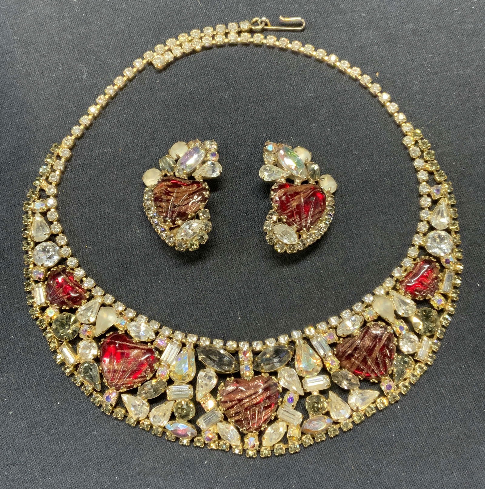 2 HOBE Gold Tn Crystal Necklace & Earring Set (1 of 9)