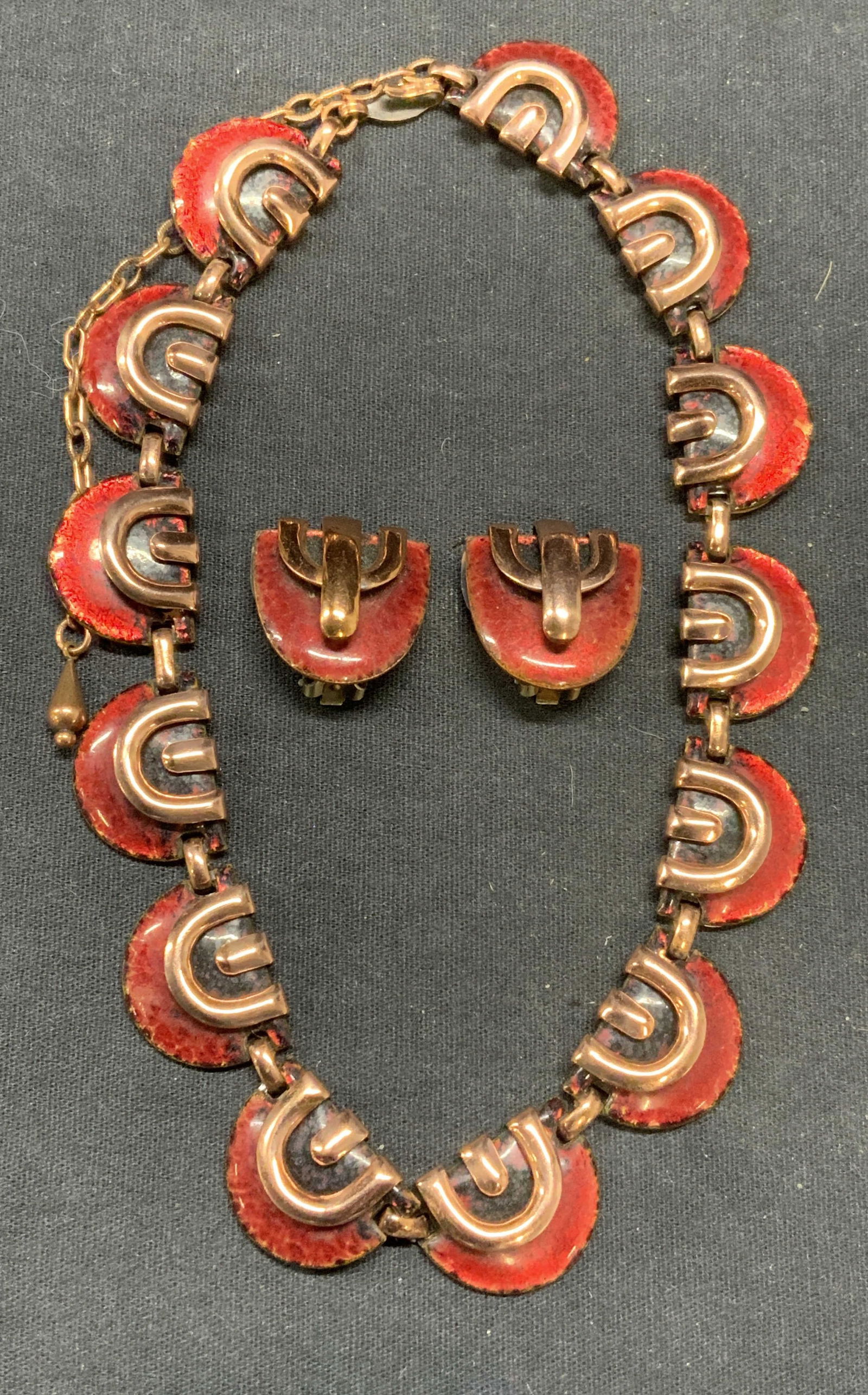 Set2 MATISSE Red Enamel Necklace & Earrings (1 of 11)