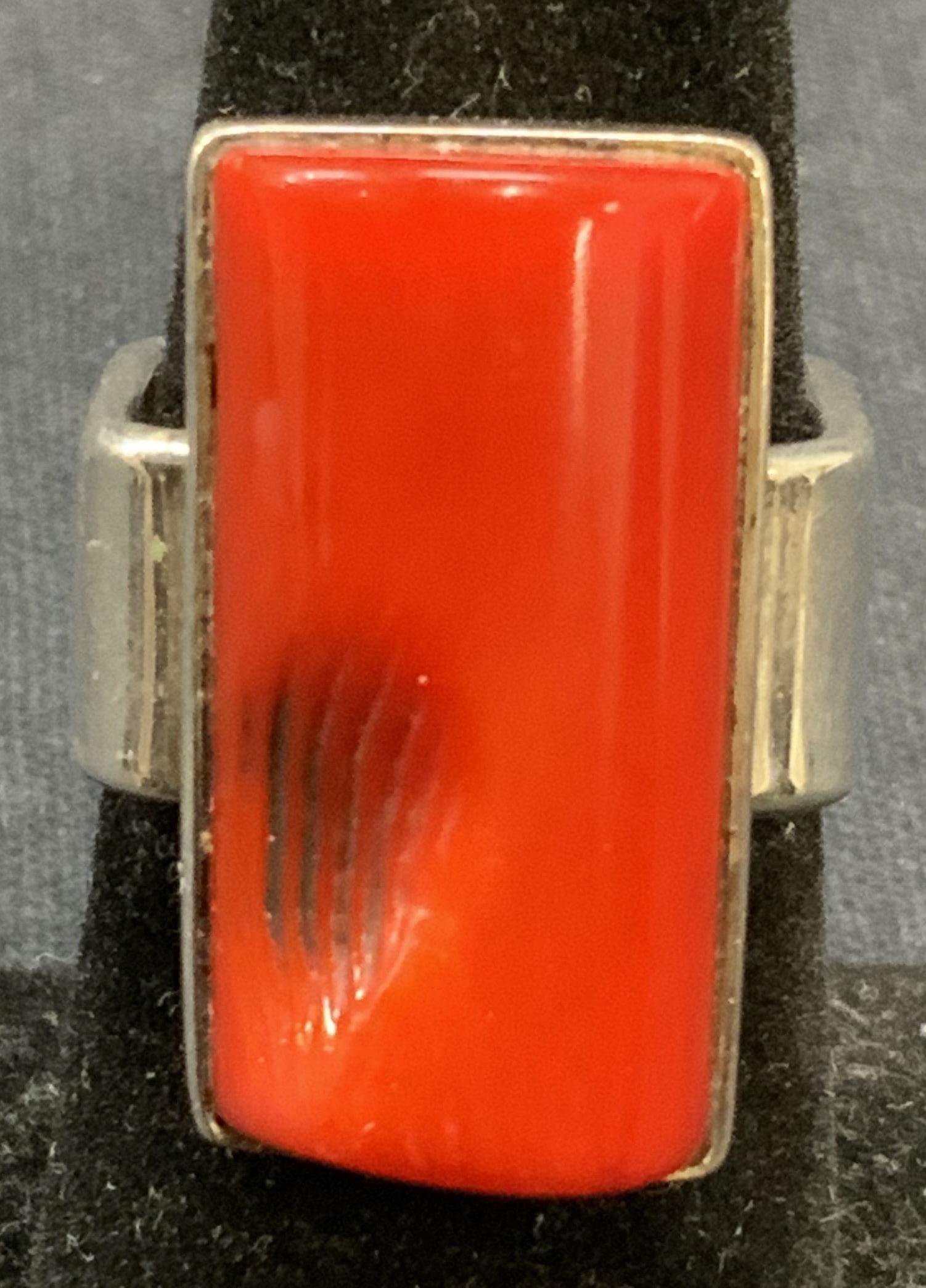 TS Sterling Silver & Carved Coral Ring (1 of 7)