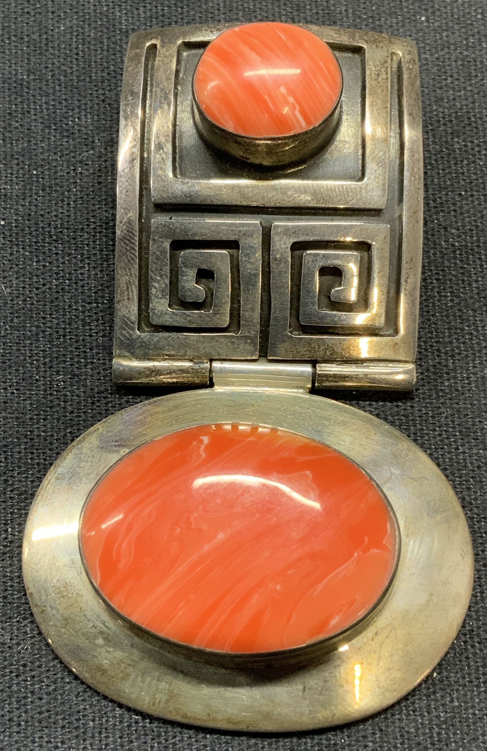 Sterling Silver & Coral Navajo Style Pendant (1 of 6)