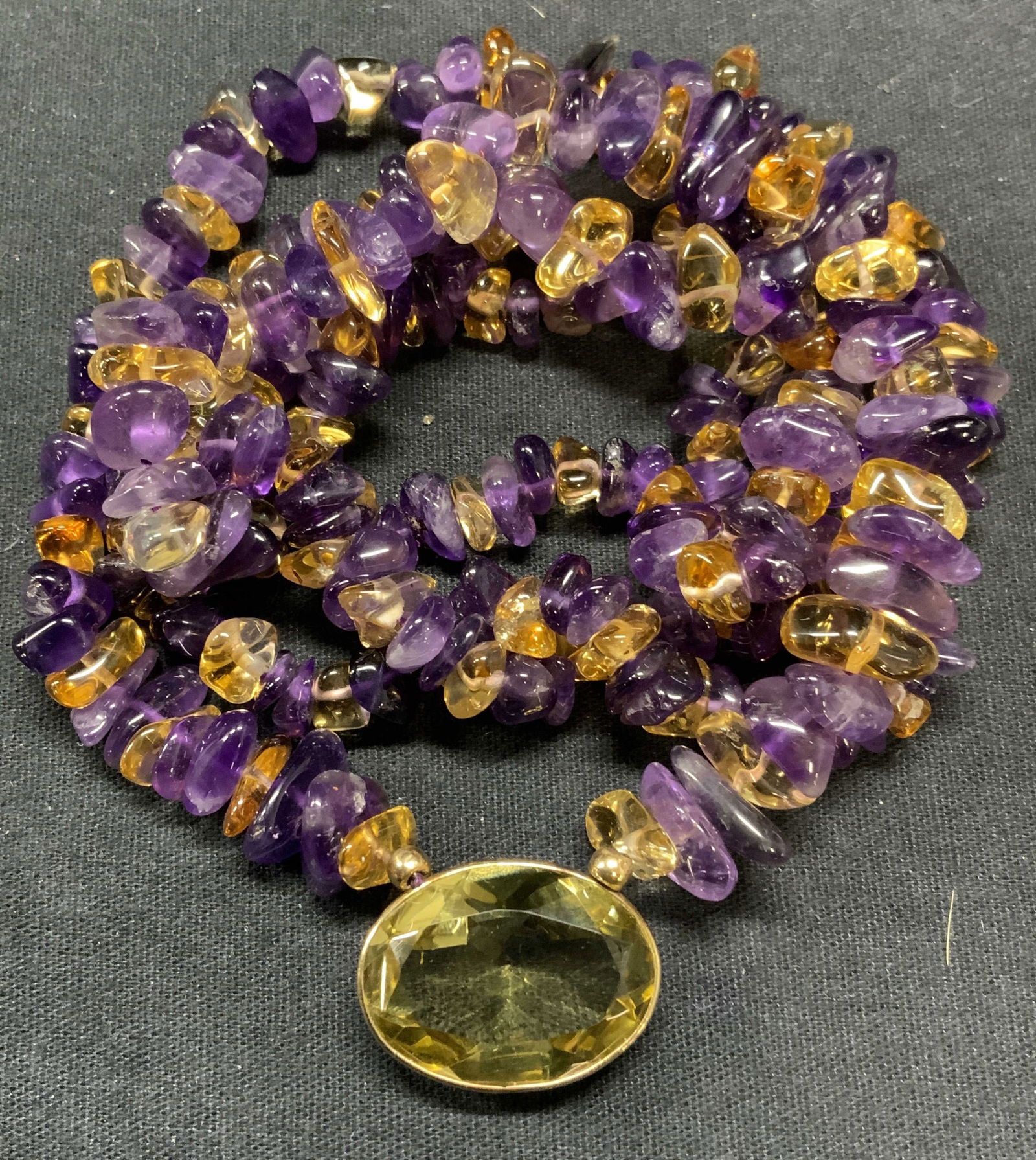 Amethyst & Citrine Gemstone Beaded Necklace (1 of 7)