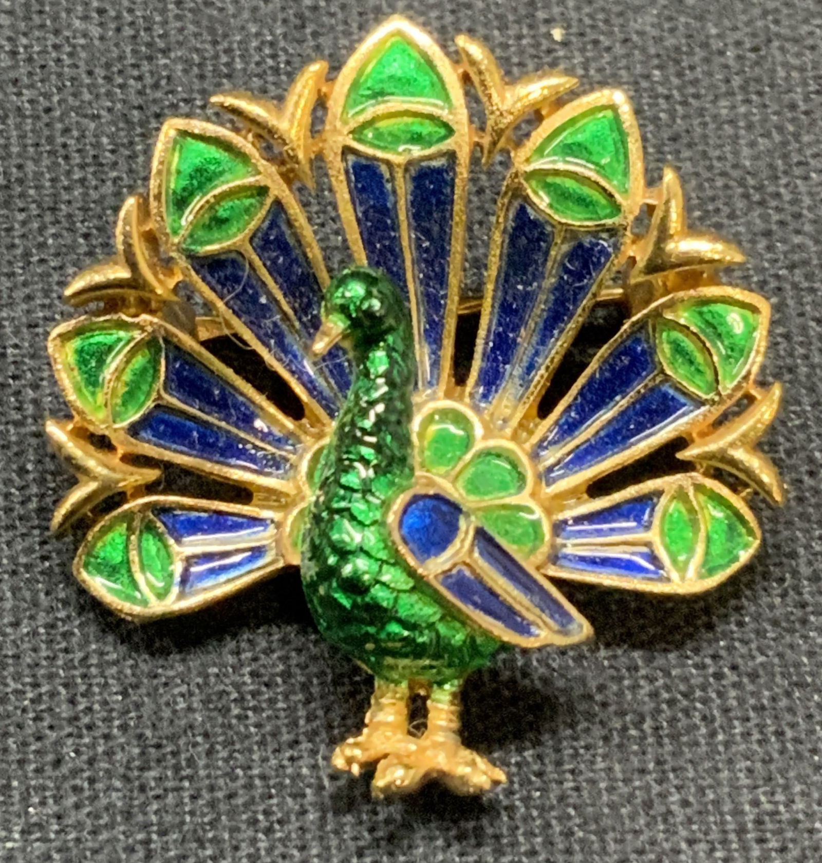 TRIFARI Gold Tone Enameled Peacock Brooch (1 of 6)