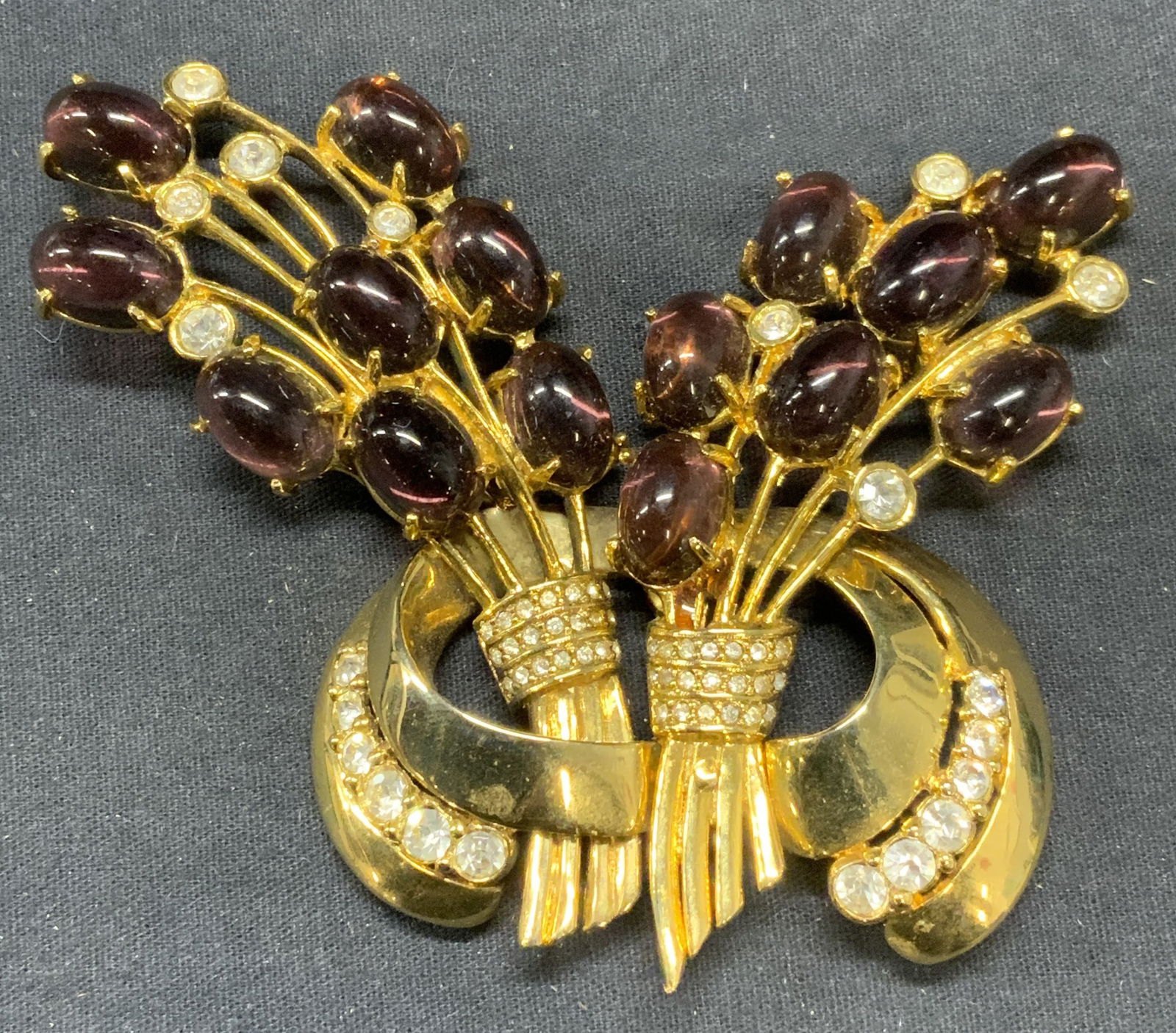 EISENBERG XL Gold Tn Floral Brooch, 1940s 4.3in (1 of 6)
