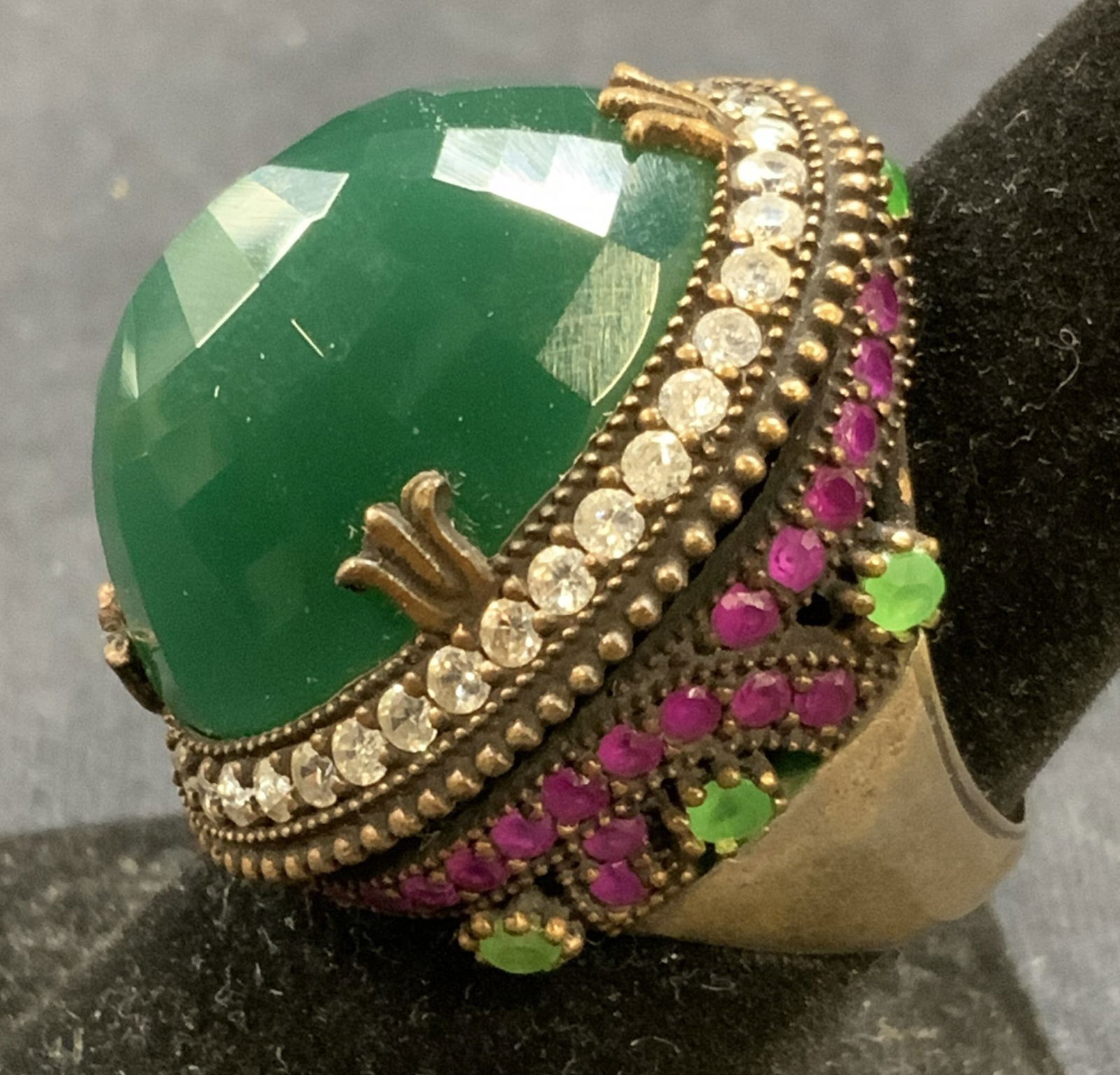 Sterling Silver Magenta Topaz & Emerald Ring (1 of 6)