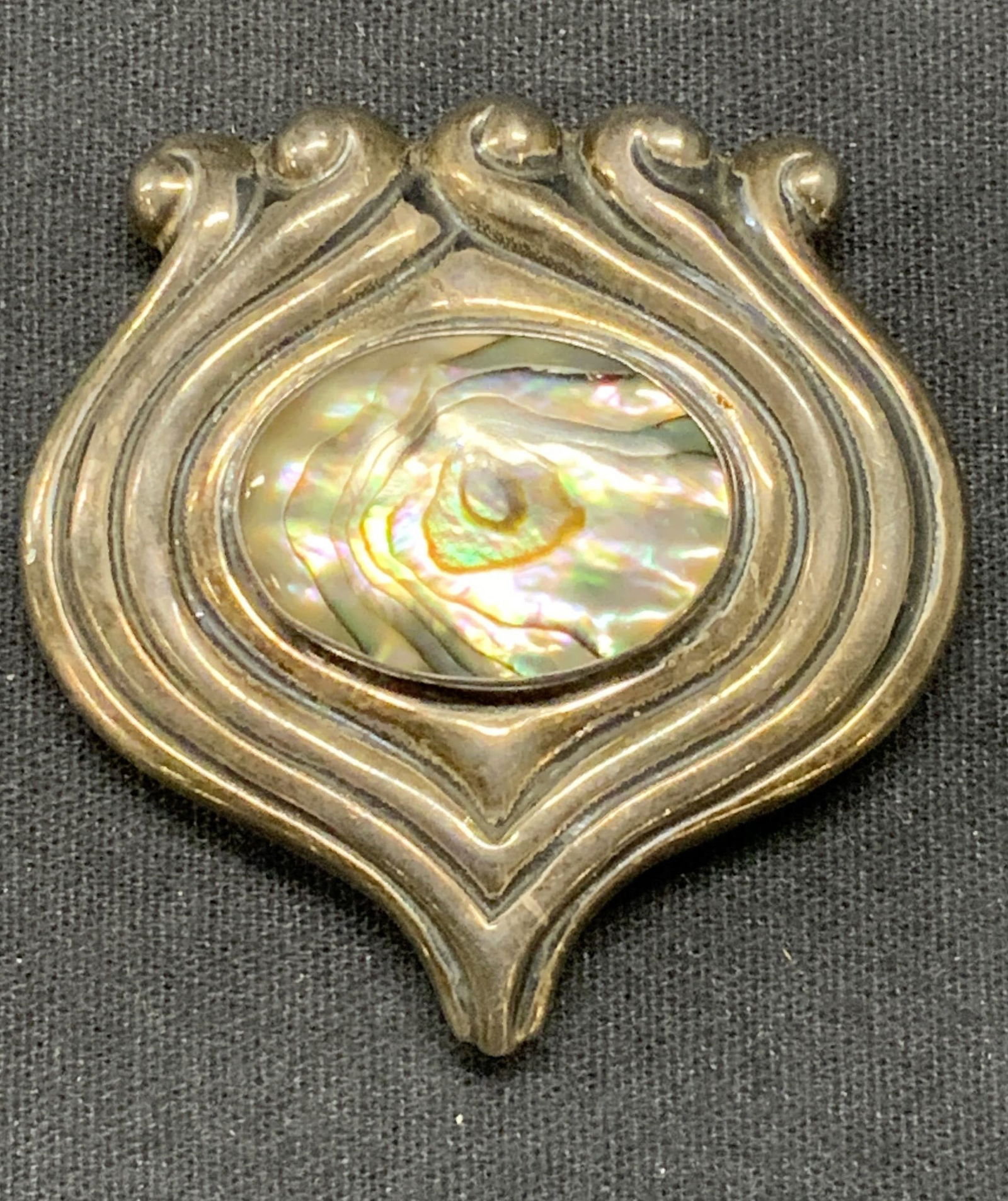 MMA Sterling Silver Abalone Shell Brooch, Mexico (1 of 6)