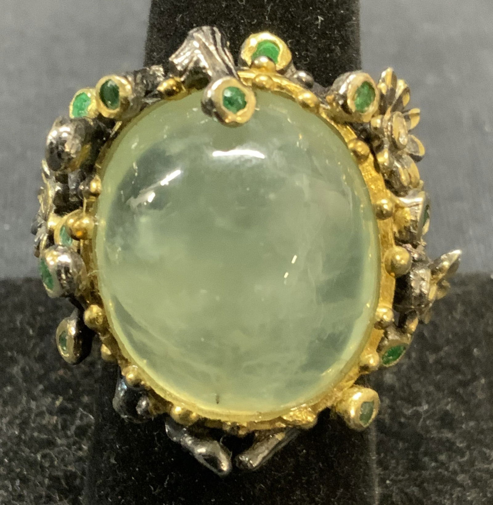 Sterling Silver Green Gemstone Sculptural Ring (1 of 6)