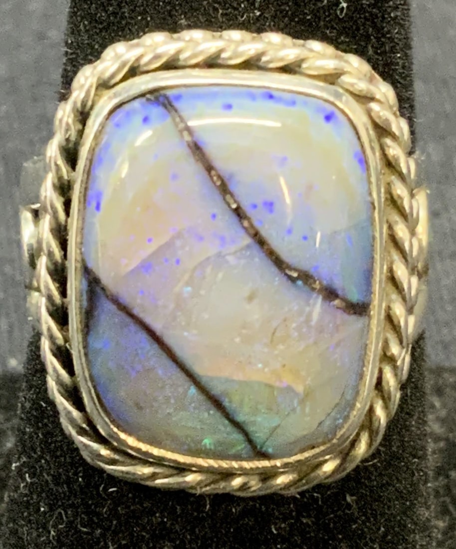 Sterling Silver Blue Opal Ring (1 of 6)