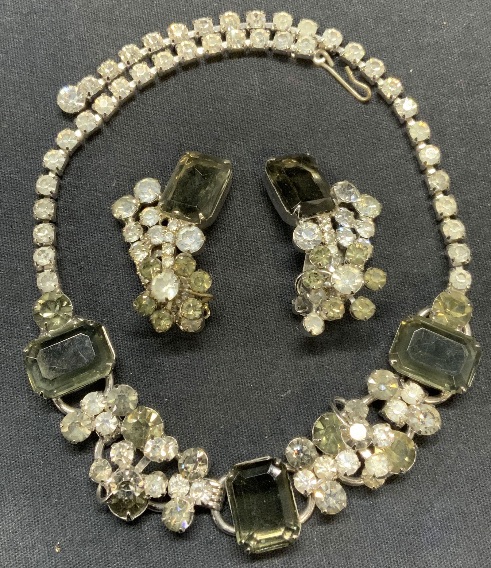 2 Silver Tn Crystal Necklace & Earrings Set (1 of 9)