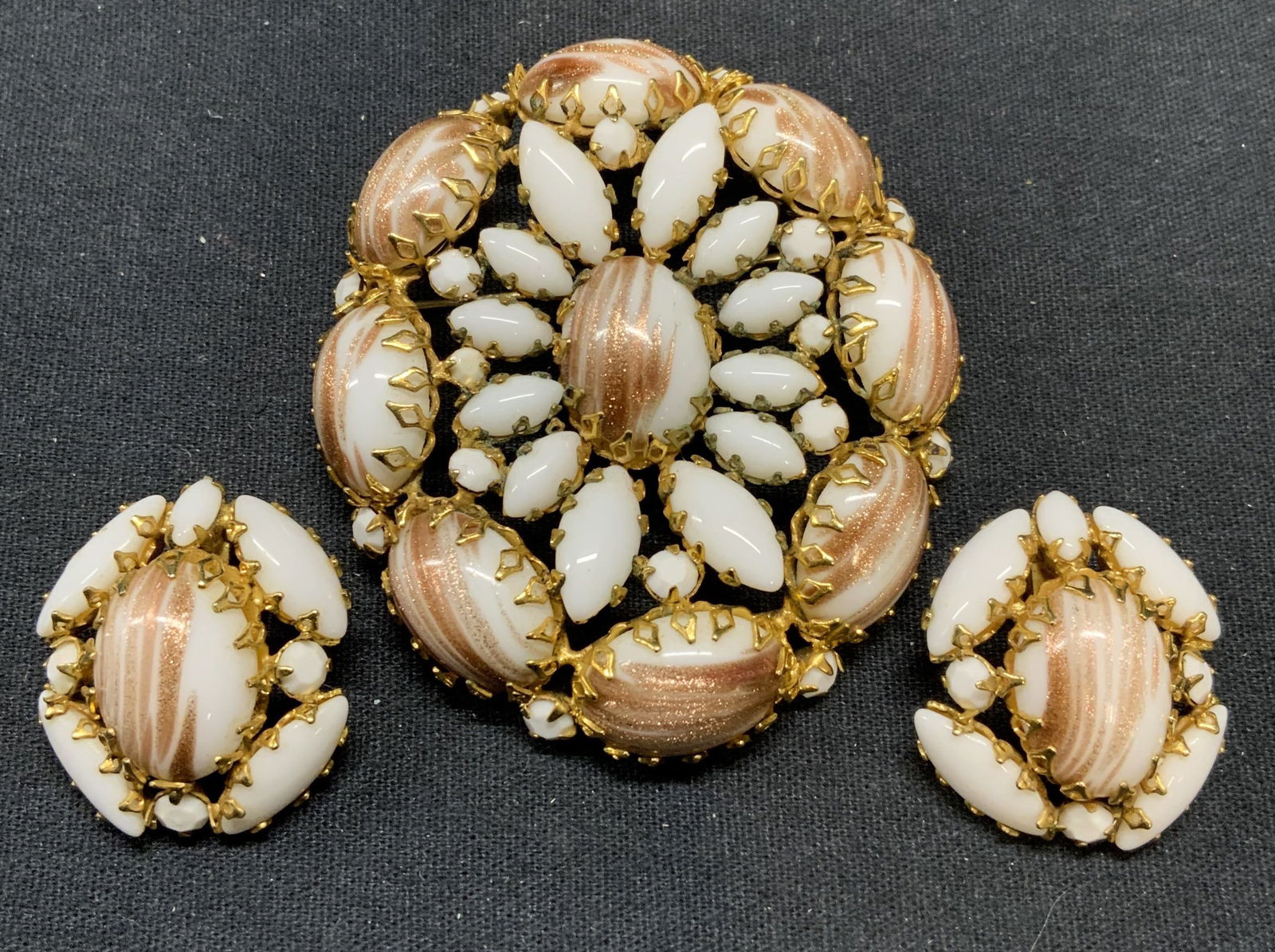 2 SCHREINER White & Rose Gold Tn Brooch & Earrings (1 of 11)