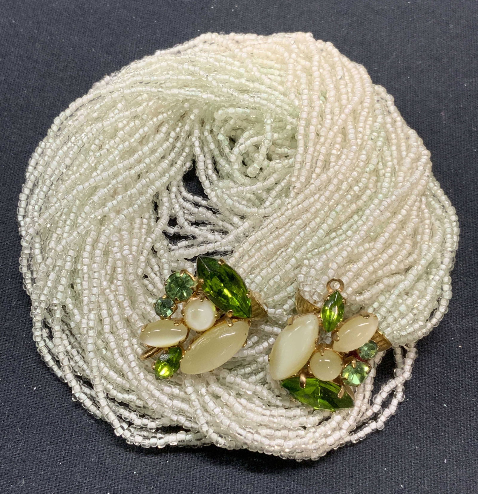 Green & White Multi Strand Seed Bead Necklace (1 of 8)