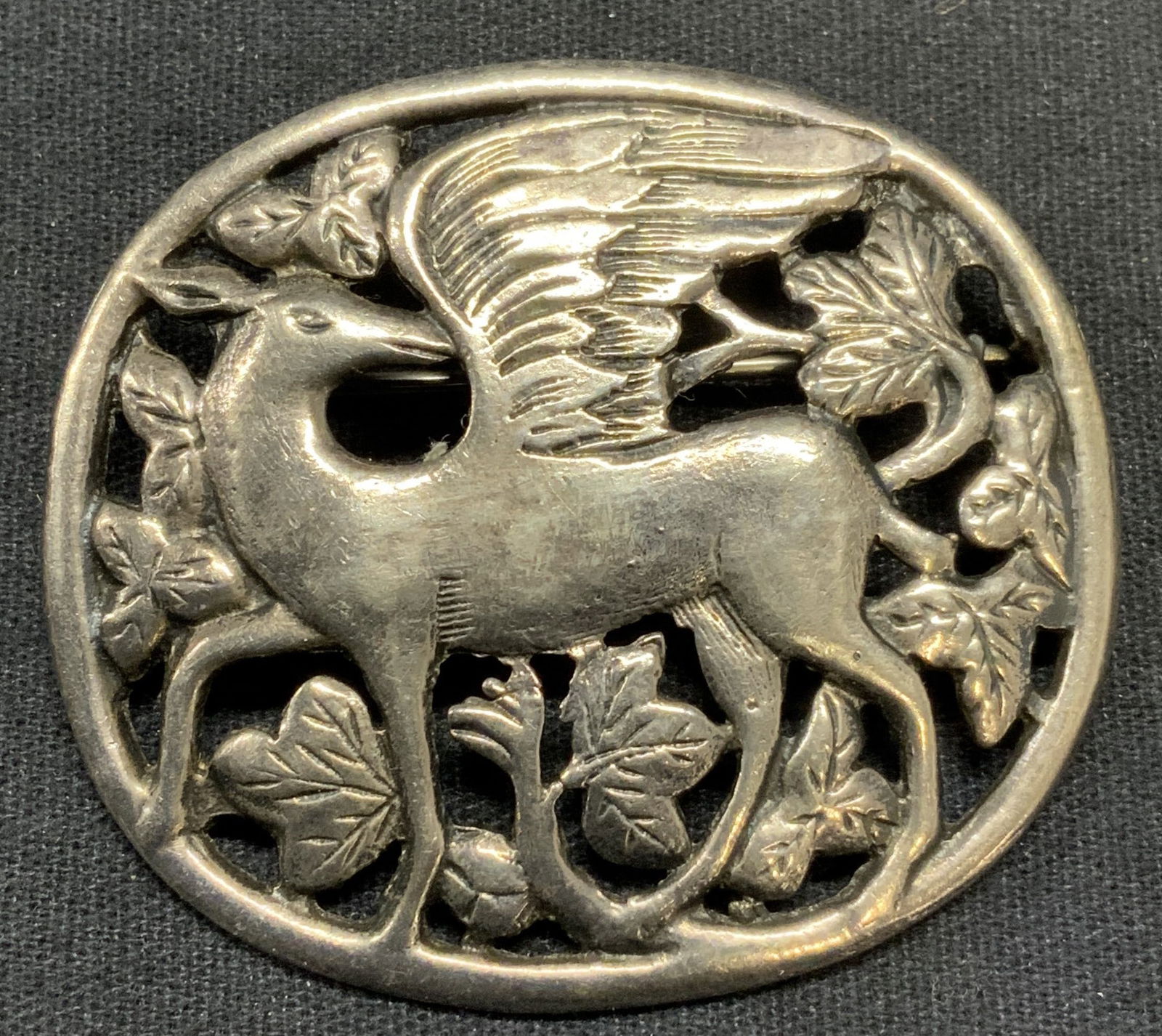 Sterling Silver Winged Stag Deer brooch (1 of 6)