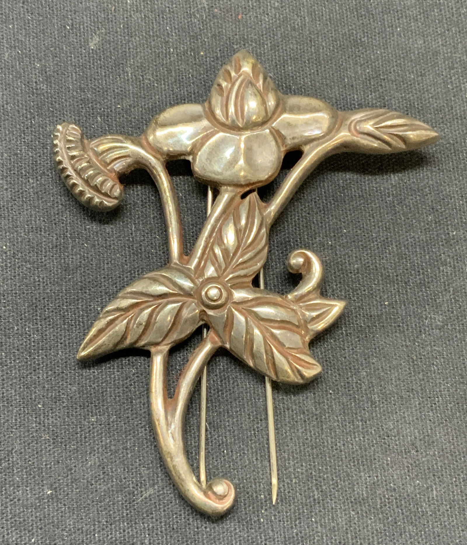 CASTILLO Sterling Silver Flower Fur Clip, Mexico (1 of 6)