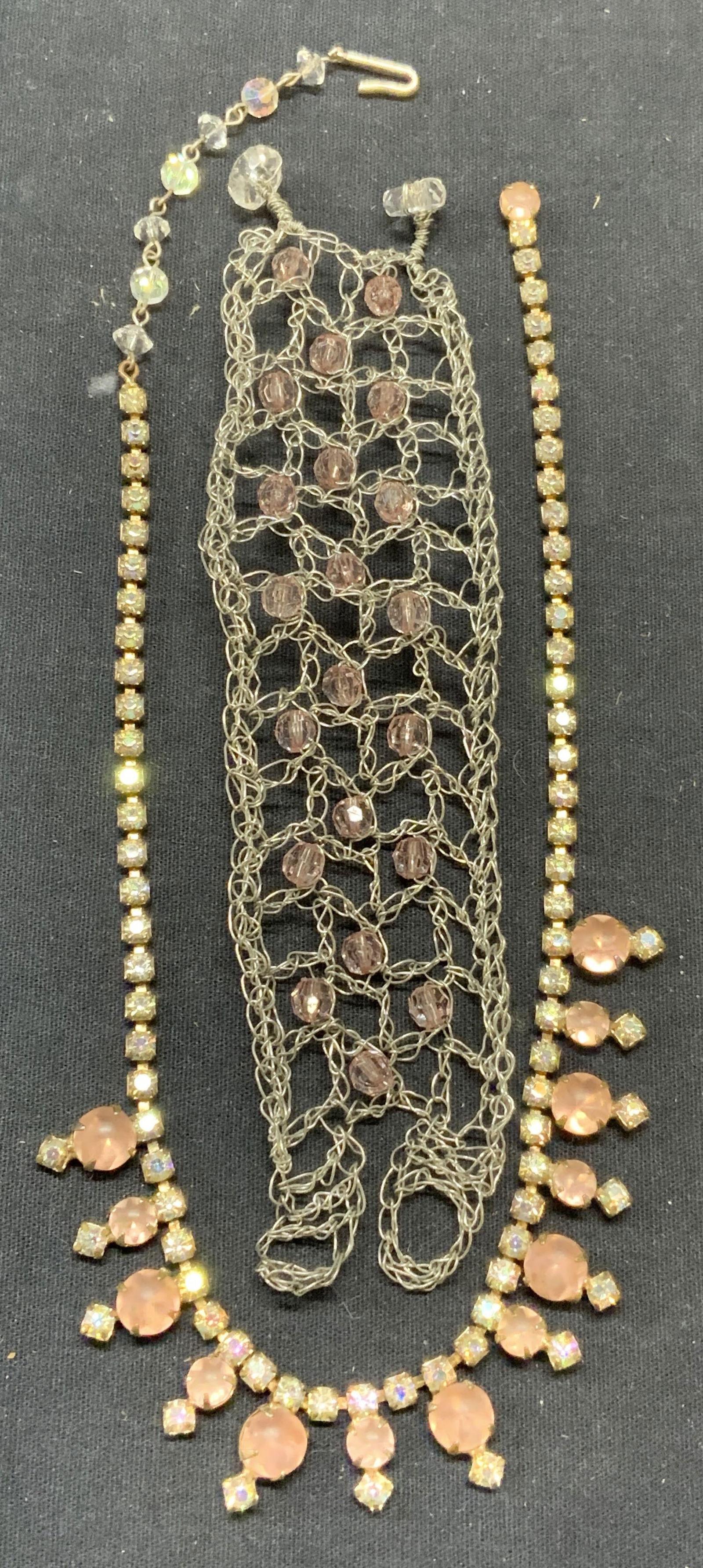 2 Pink Crystal Necklace & Wire Bracelet (1 of 8)