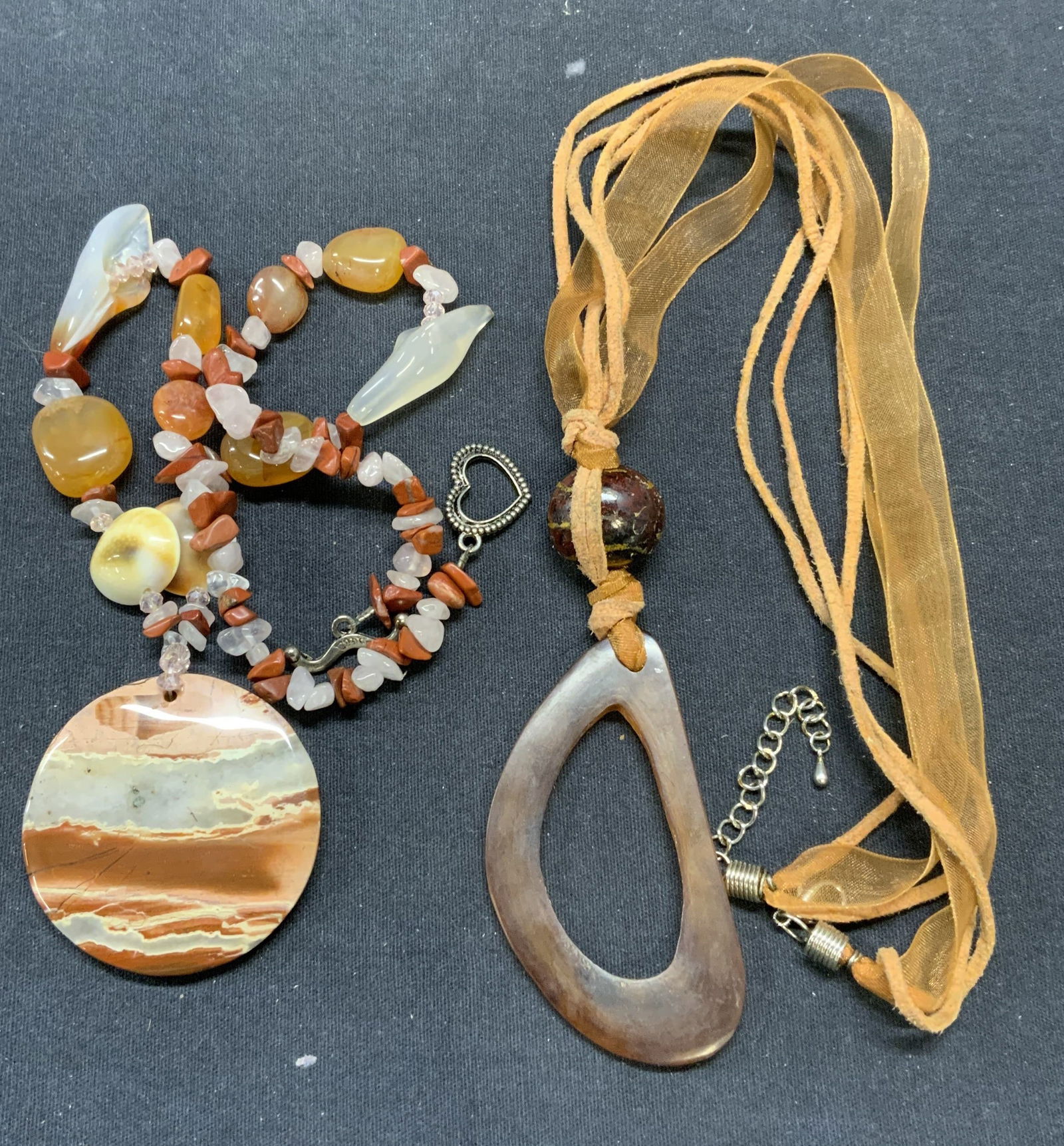 2 Agate & Amber Style Pendant Necklaces (1 of 11)