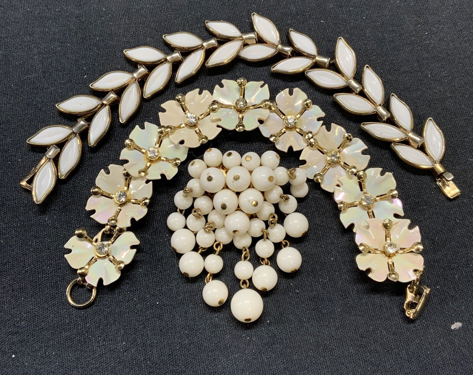 3 Leaf & Flower Bracelets, Beaded Brooch (1 of 8)