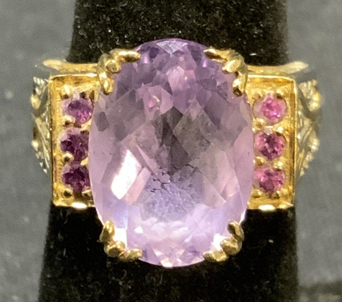 Signed Sterling Silver Purple Crystal Ring (1 of 6)