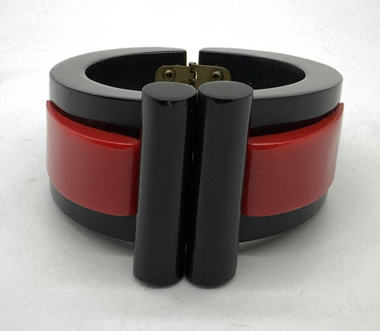 Black & Red Chunky Sculptural Cuff Bracelet (1 of 7)