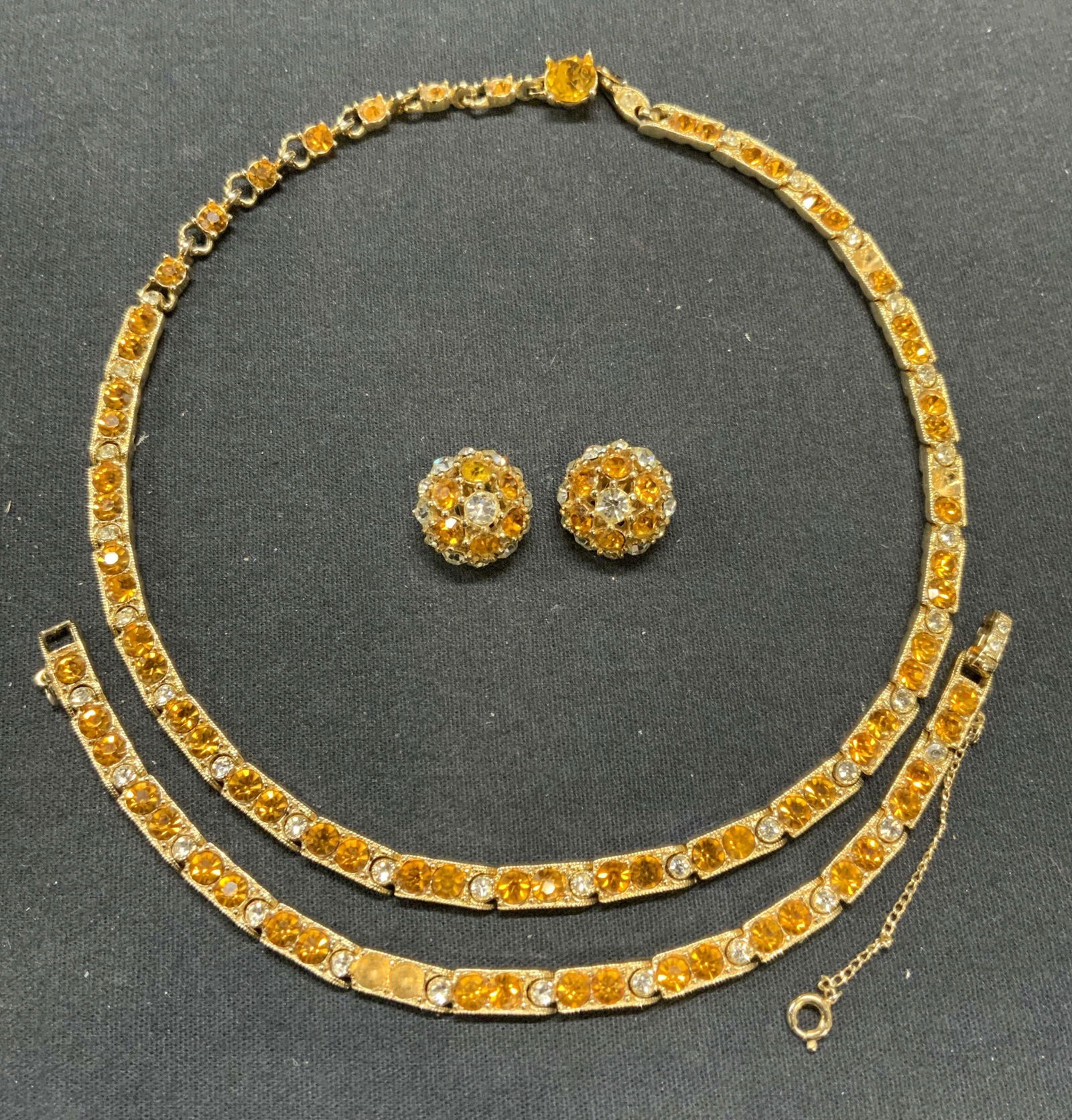 3 BOGOFF Gold Tone Orange Crystal Jewelry Set (1 of 12)