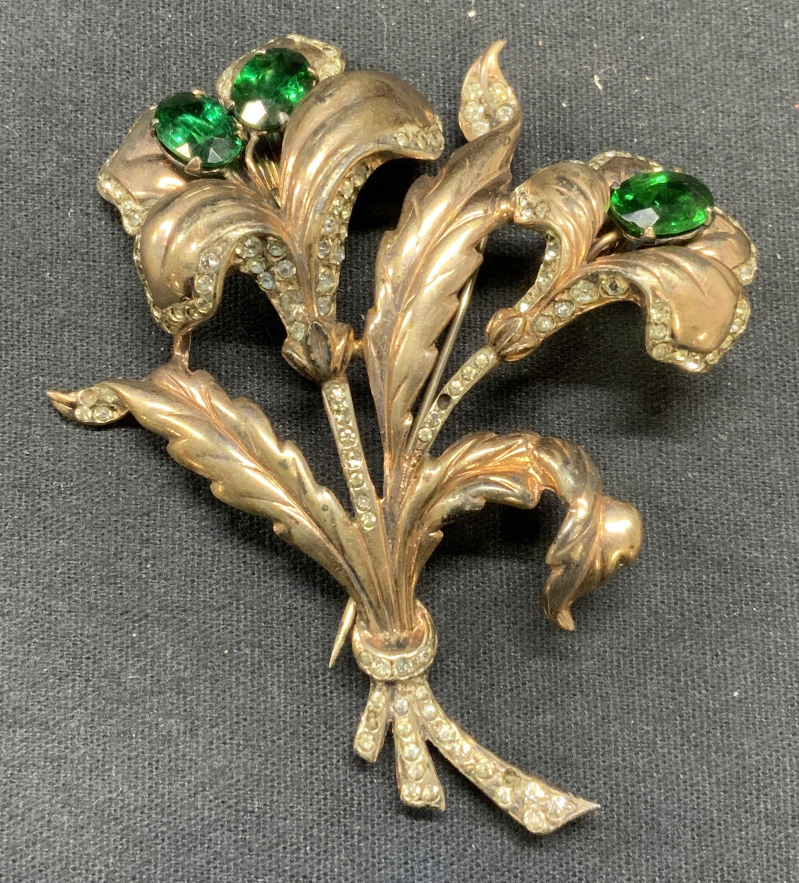 Signed Sterling Silver Crystal Flower Brooch (1 of 7)