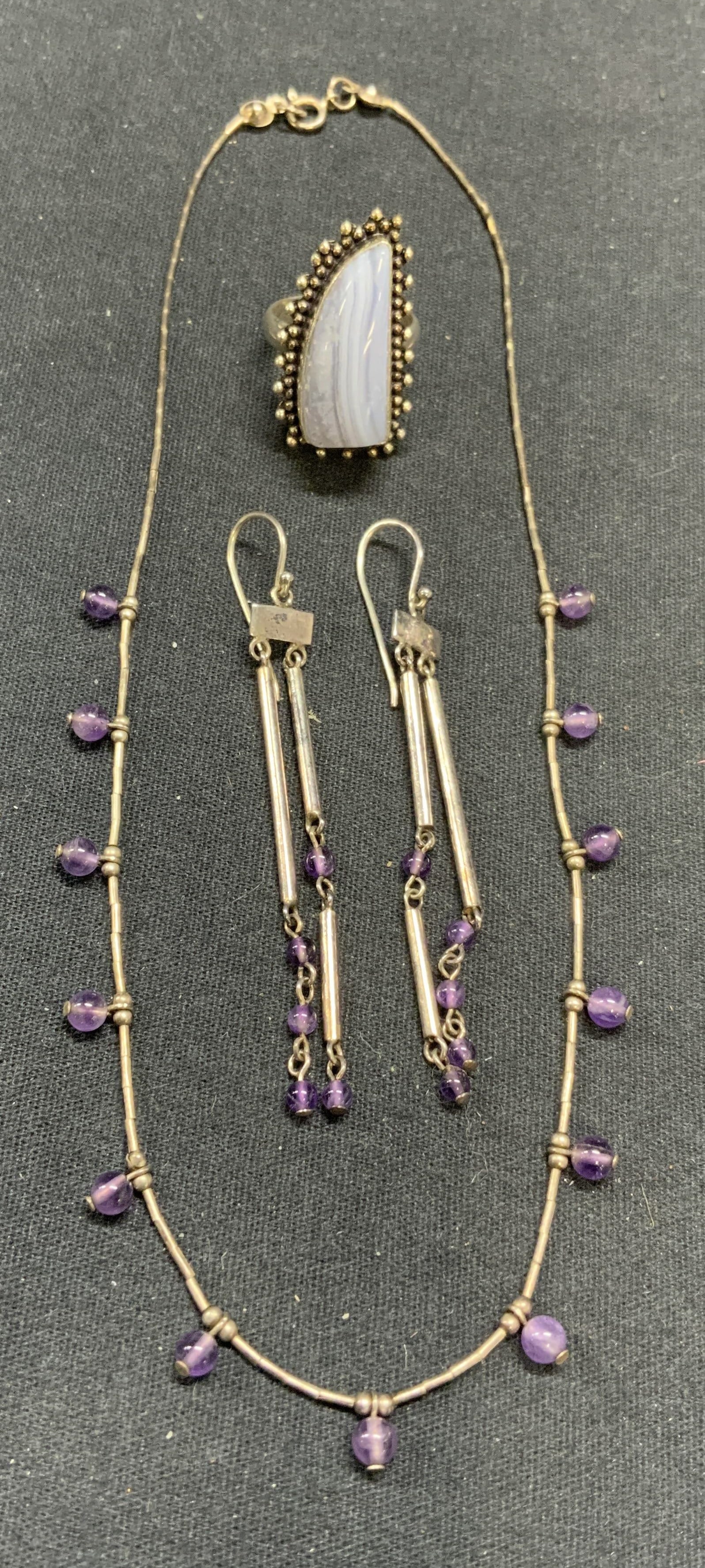 3 Sterling Silver Amethyst Necklace & Earrings (1 of 12)