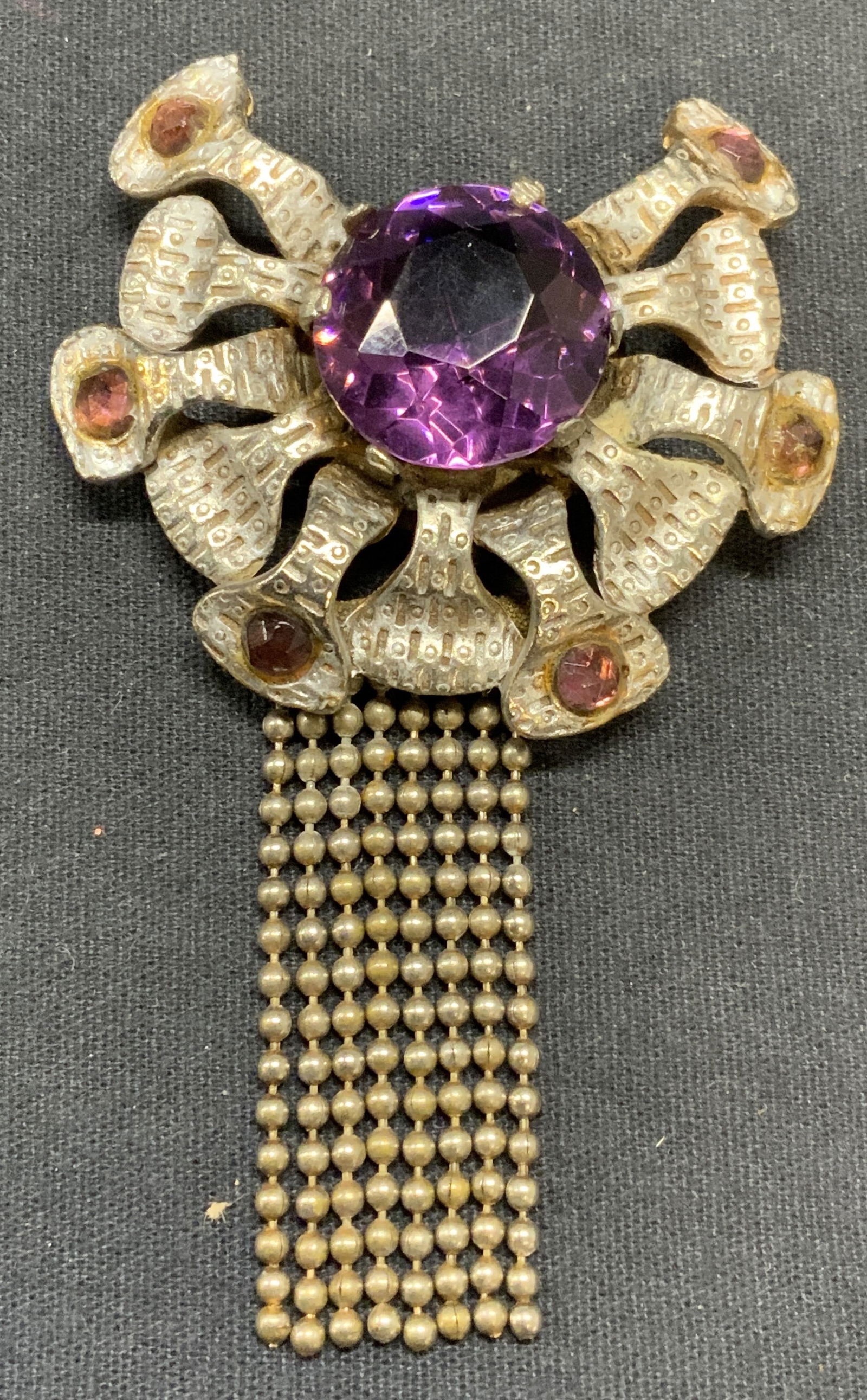 IRVING SILVERMAN Silver Tone Crystal Brooch (1 of 7)