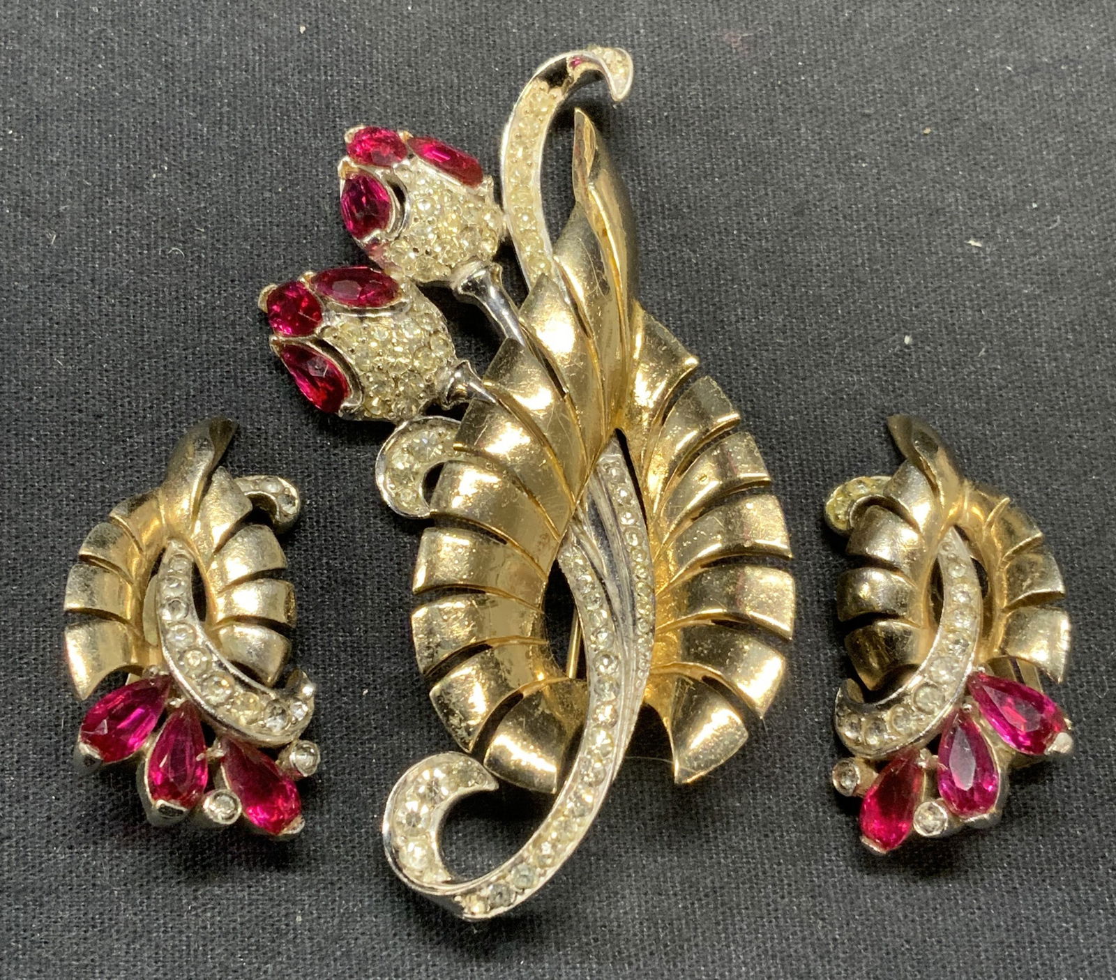 2 Signed Silver & Gold Tn Flower Brooch & Earrings (1 of 10)