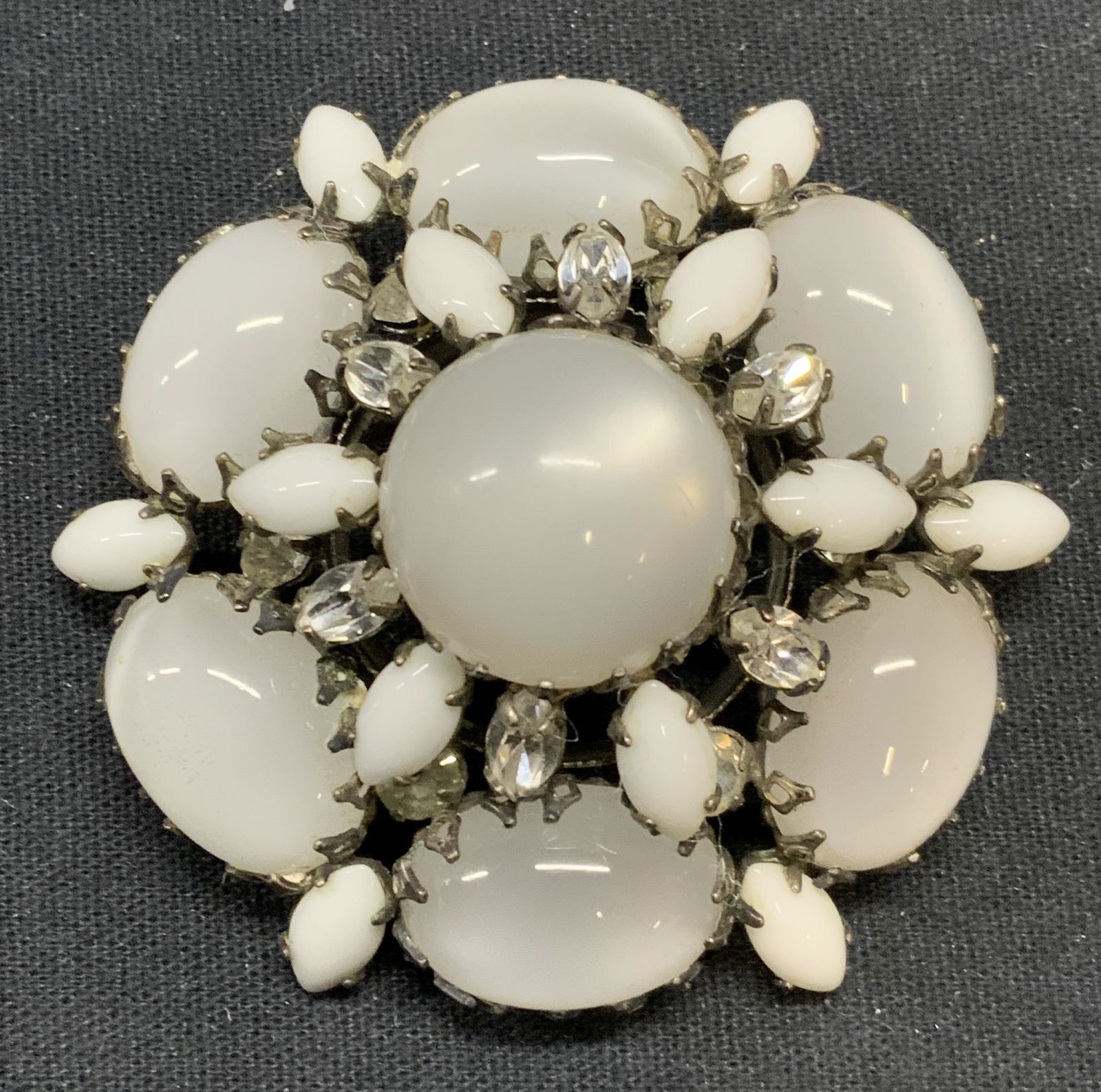 SCHREINER White Moonstone Style Crystal Brooch (1 of 7)