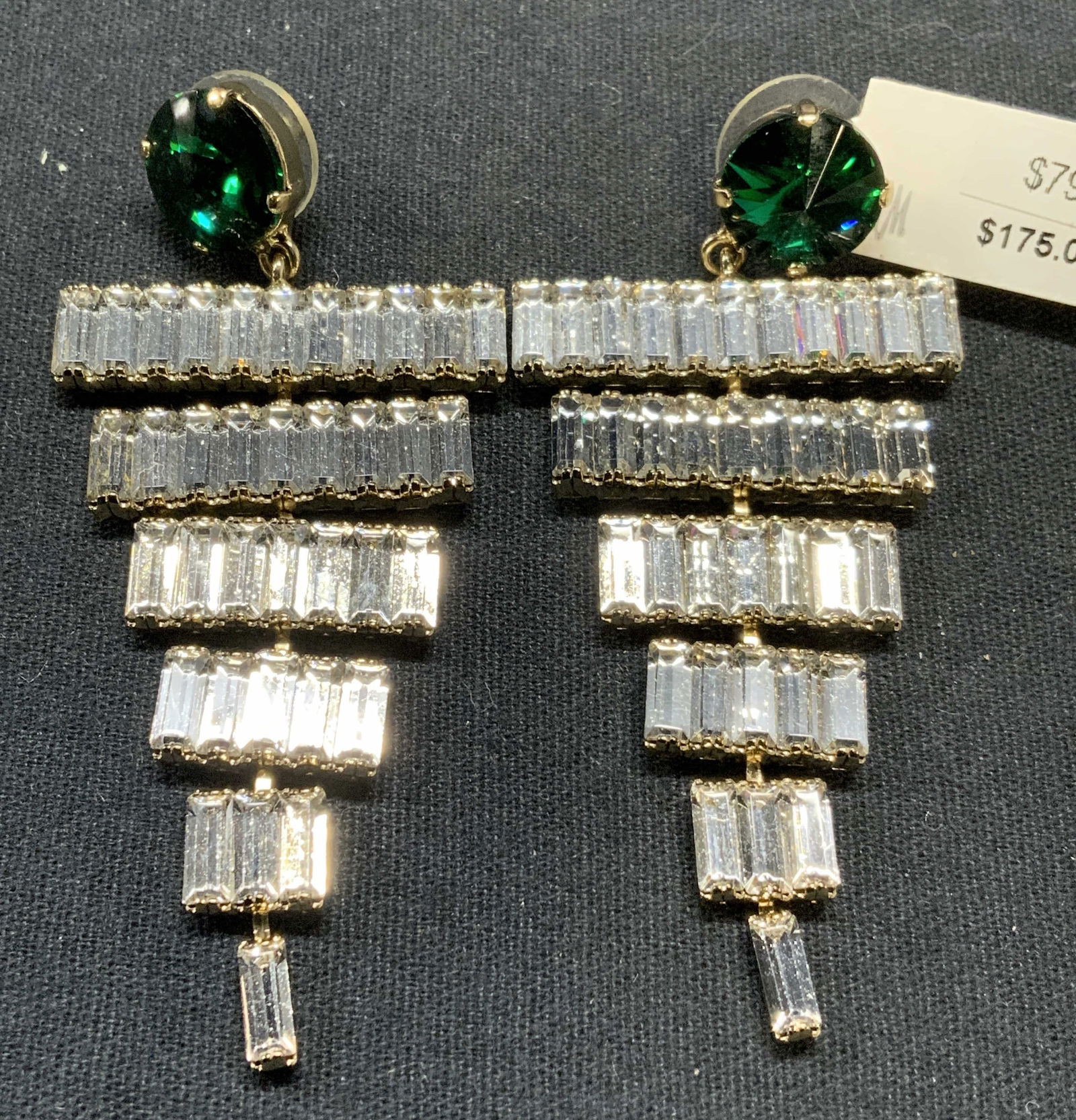 Emerald Tn Crystal Chandelier Earrings, Italy NWT (1 of 7)