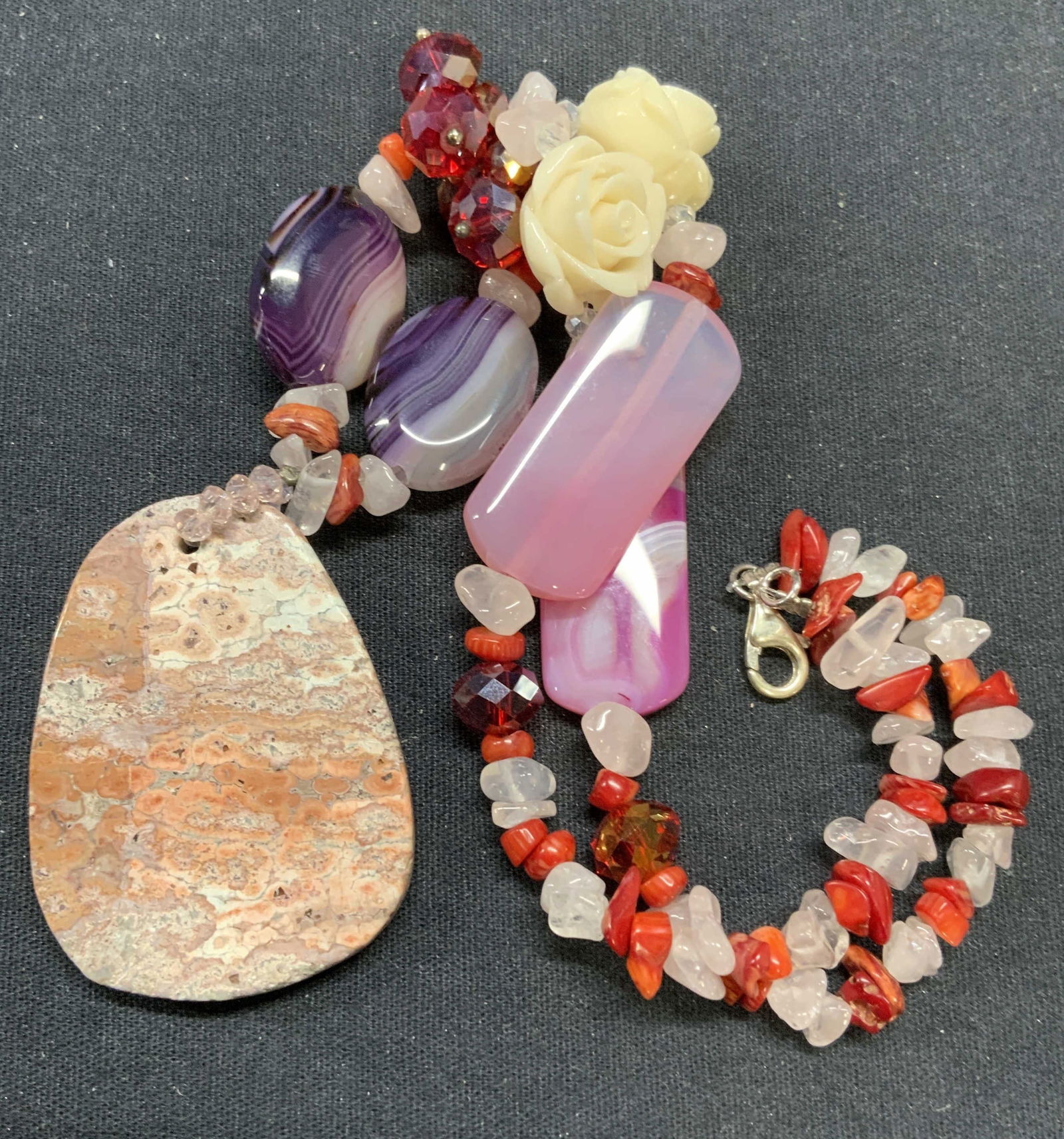 Pink & Purple Onyx Gemstone Pendant Necklace (1 of 7)