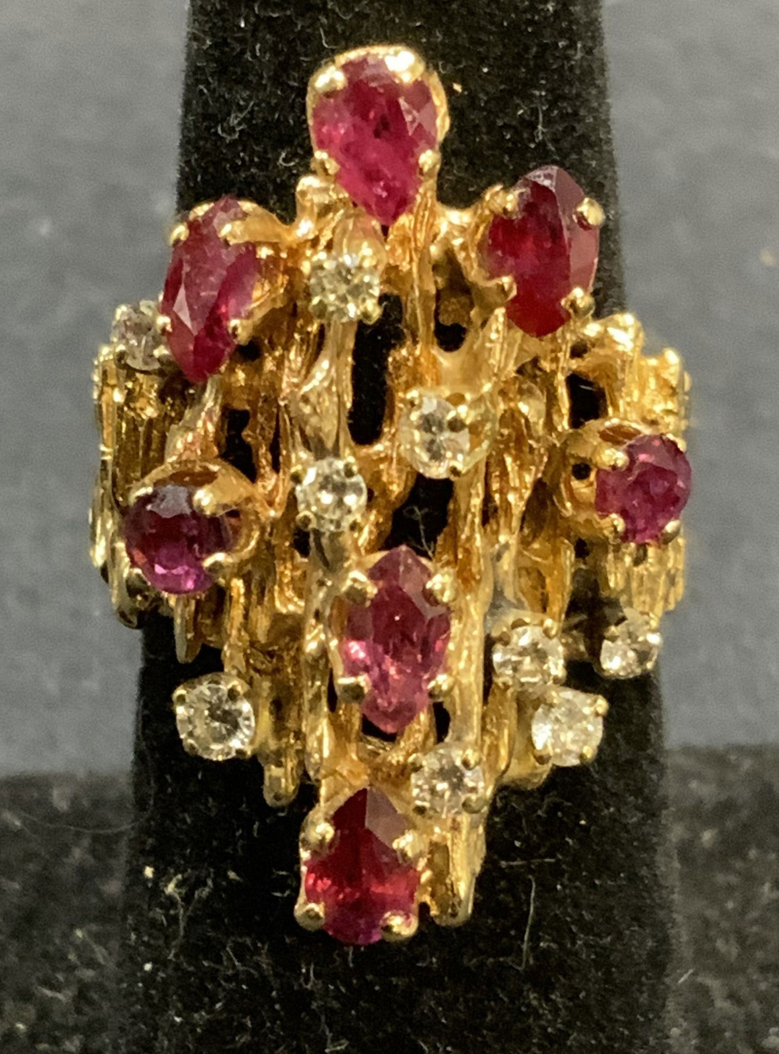 22k Gold Diamond & Topaz Brutalist Ring (1 of 6)