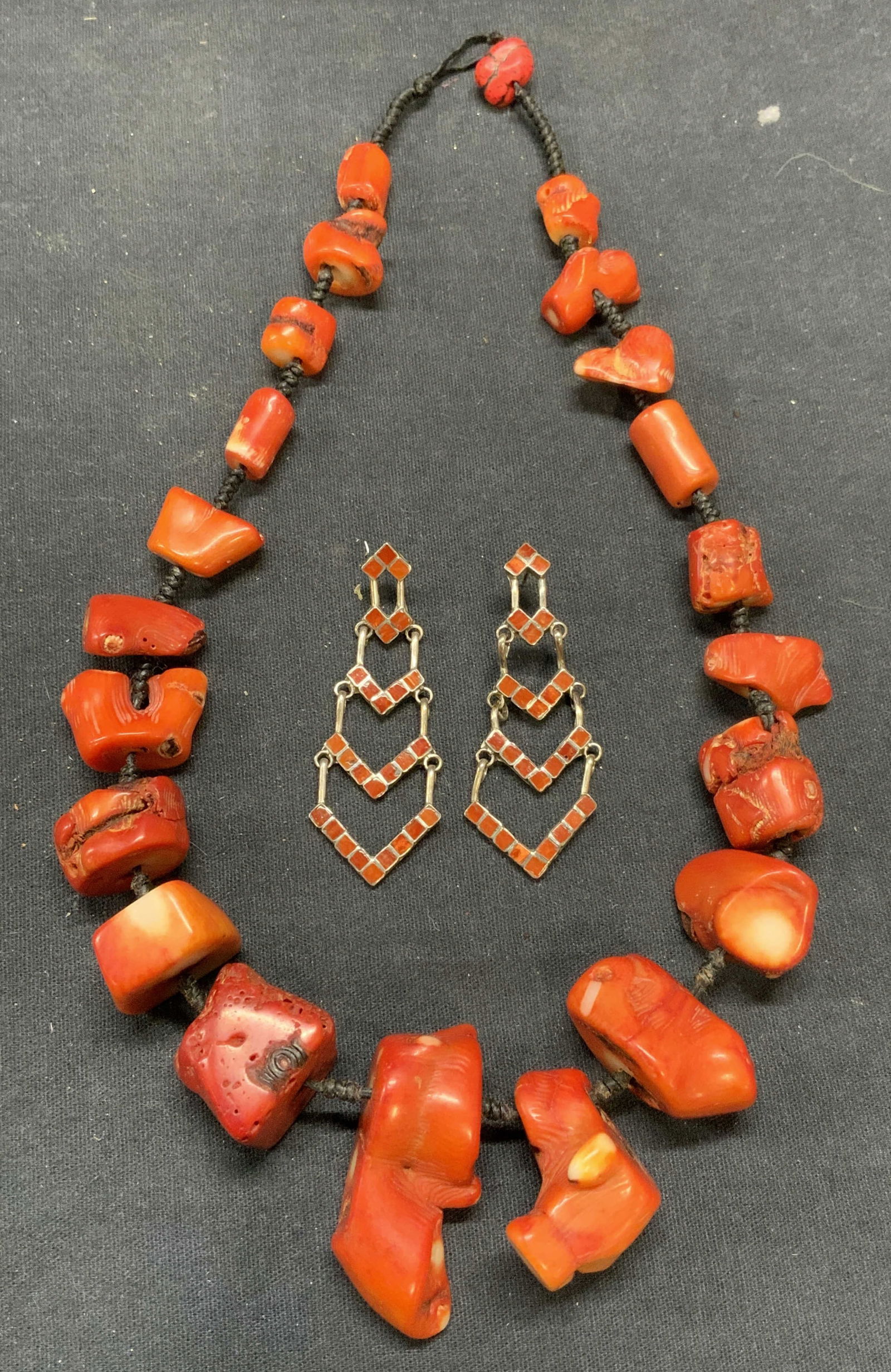 2 Sterling Silver Coral Earrings & Coral Necklace (1 of 8)