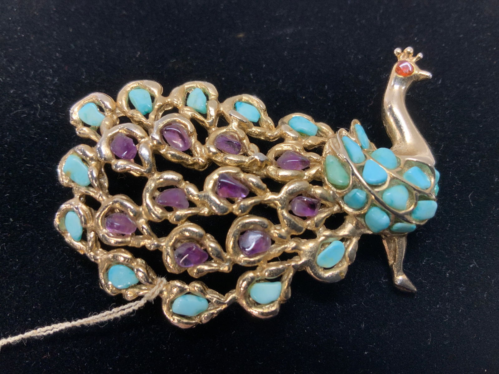 Swoboda Collect Turquoise/ Amethyst Peacock Brooch (1 of 6)