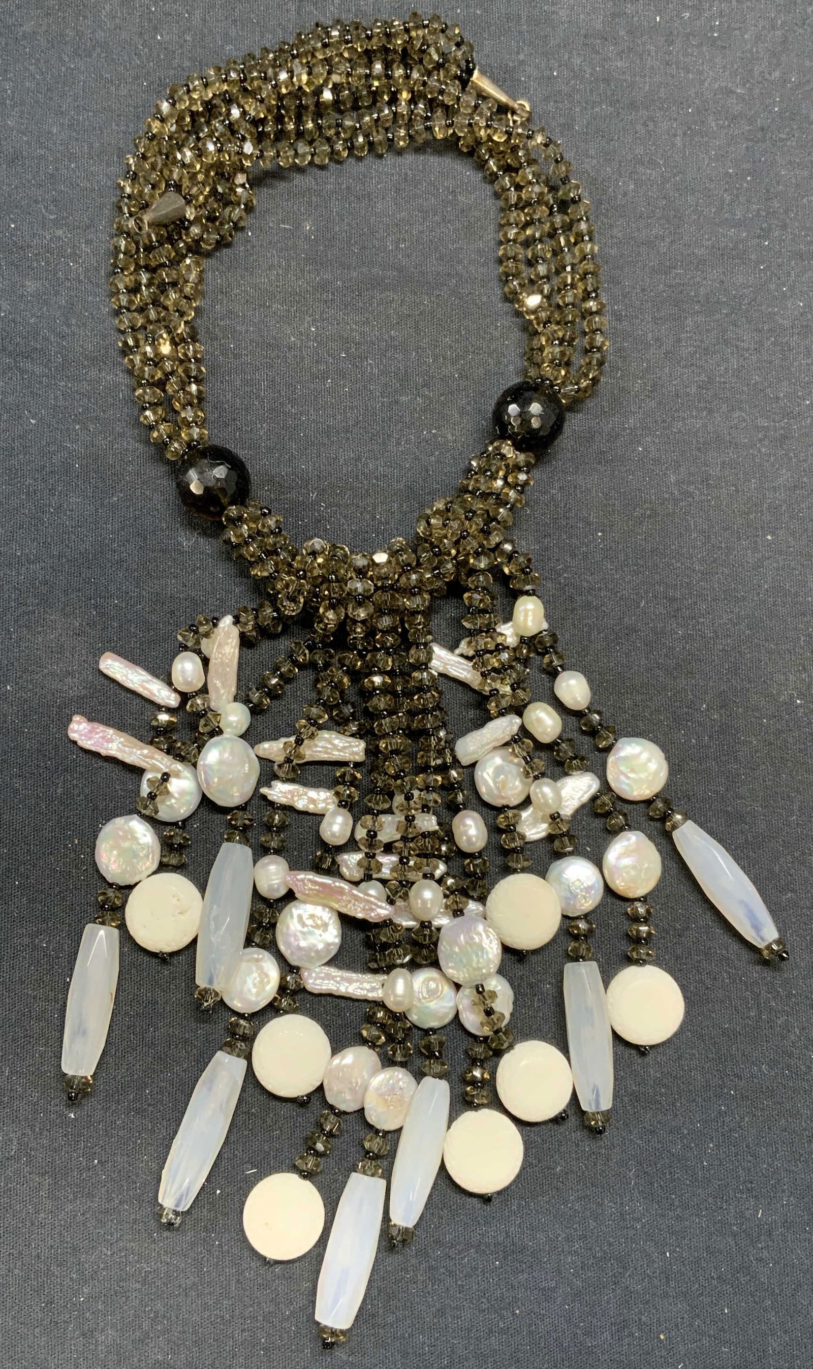 Stick Pearl & Glass Beaded Statement Necklace (1 of 8)