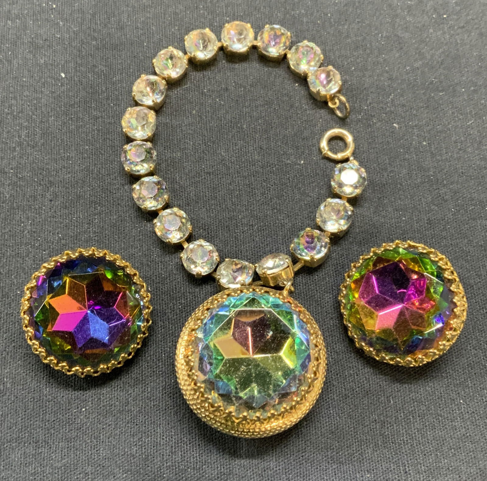 3 SCHIAPARELLI Gold Tone Prism Crystal Jewelry Set (1 of 12)