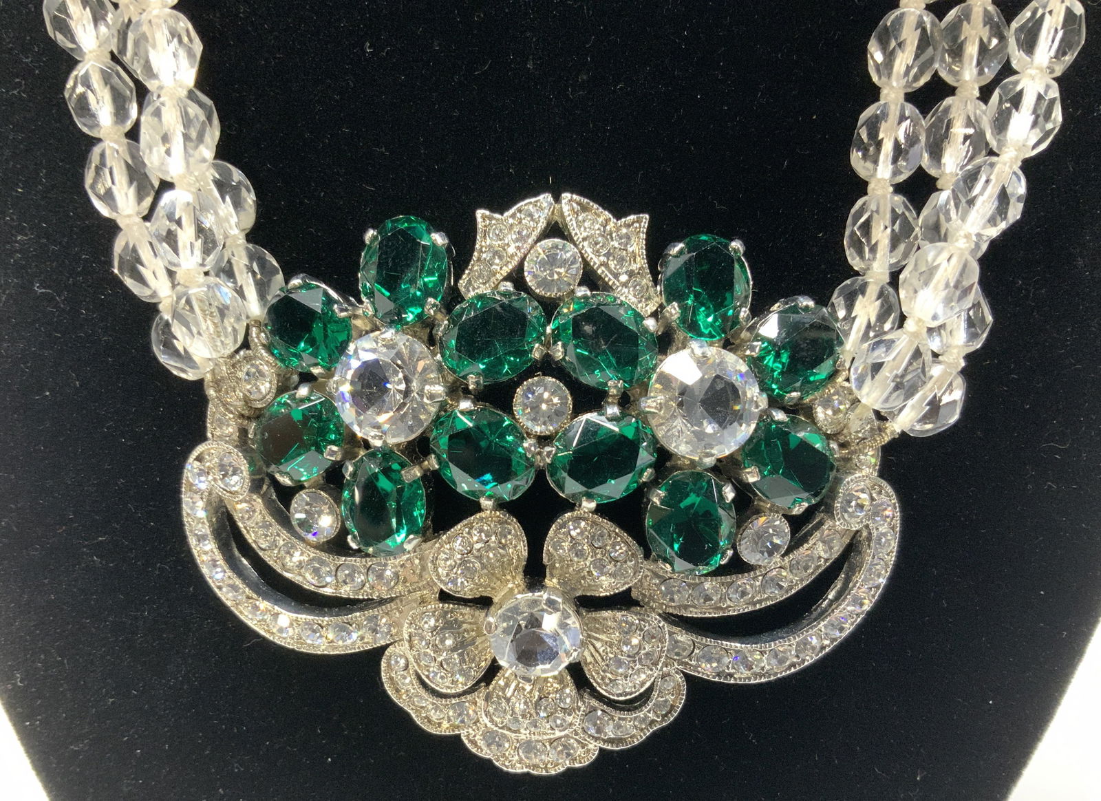 Beaded Crystal Pendant Arts & Crafts Era Necklace (1 of 6)