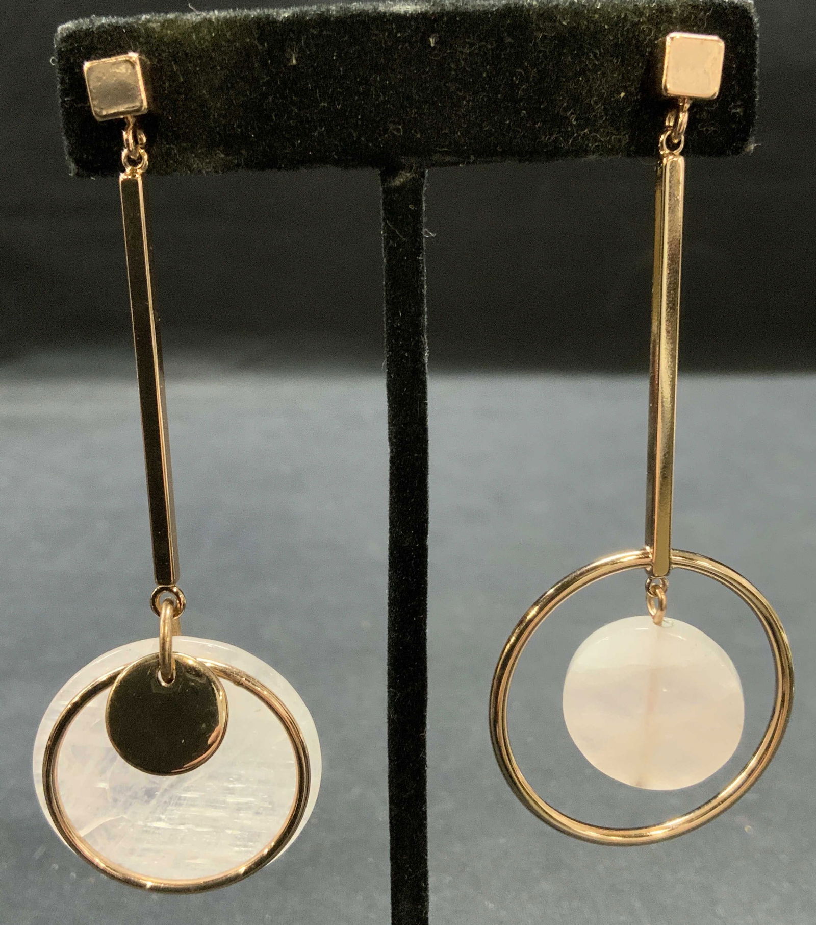 Rose Gold Tone Rutilated Quartz Earrings 3.25in (1 of 7)