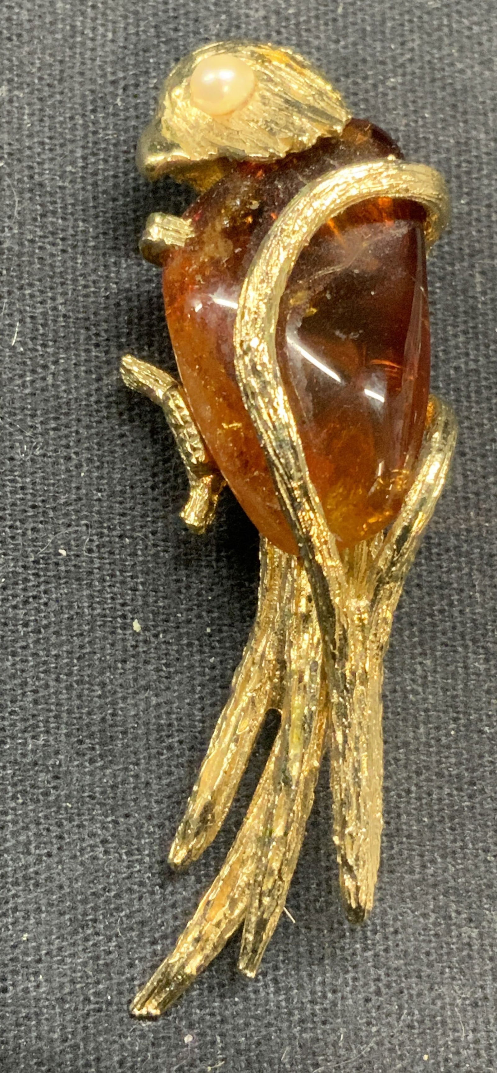 SWOBODA Gold Plate Gemstone Bird Brooch (1 of 6)