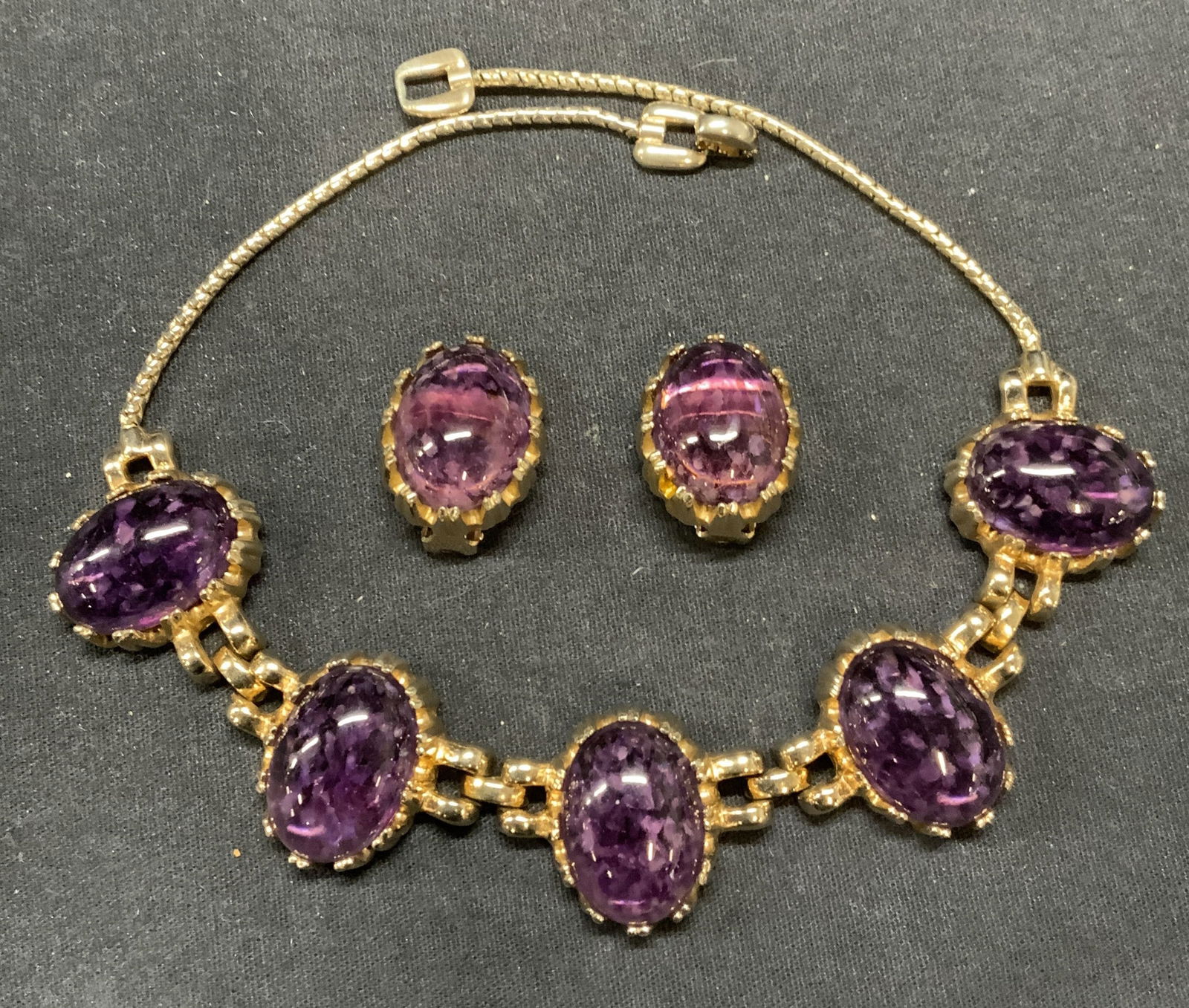 2 REJA Amethyst Cabochon Necklace & Earring Set (1 of 9)