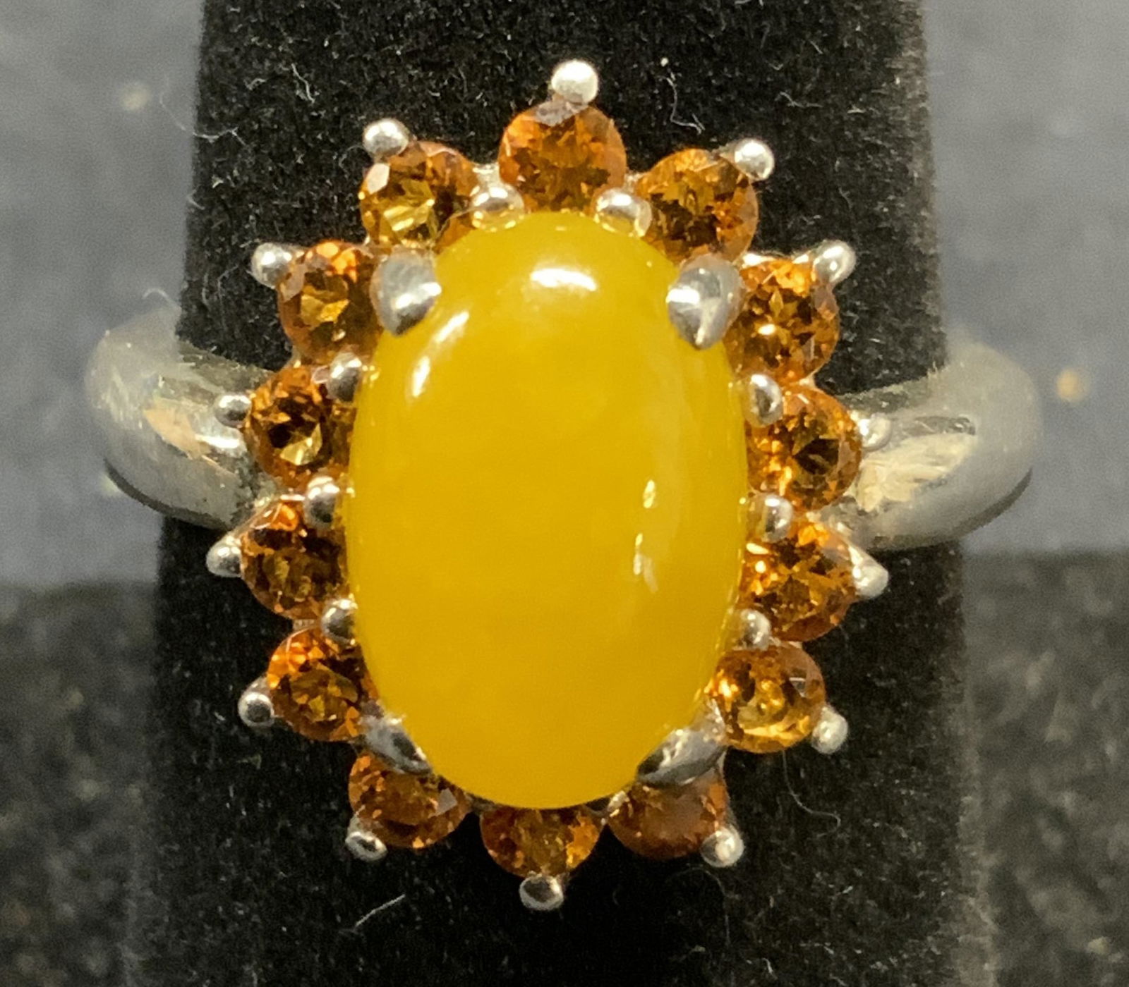 Signed Sterling Silver Citrine Flower Ring (1 of 6)