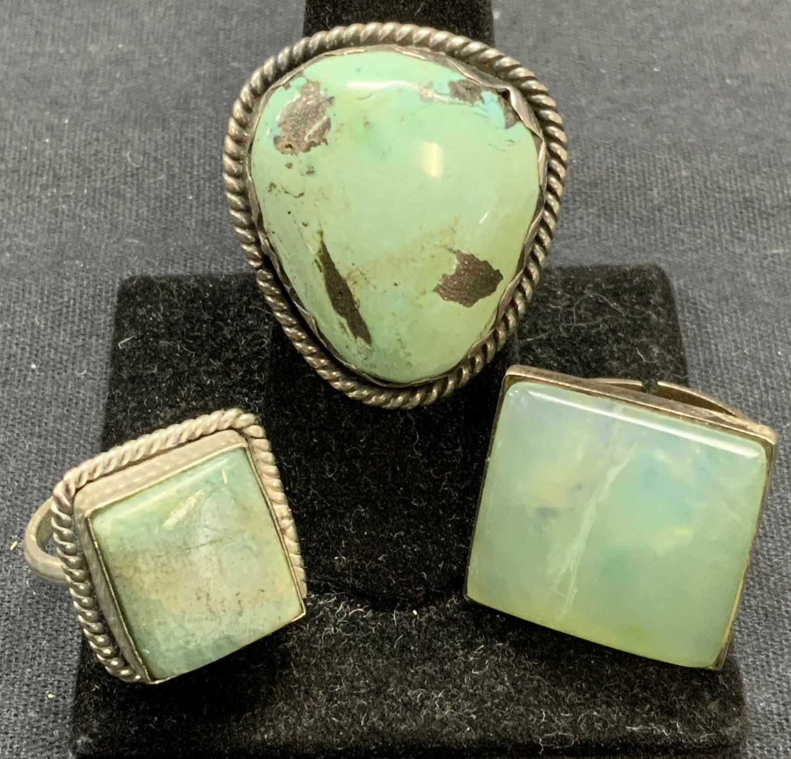 3 Sterling Silver & Blue Cabochon & Enamel Rings (1 of 11)