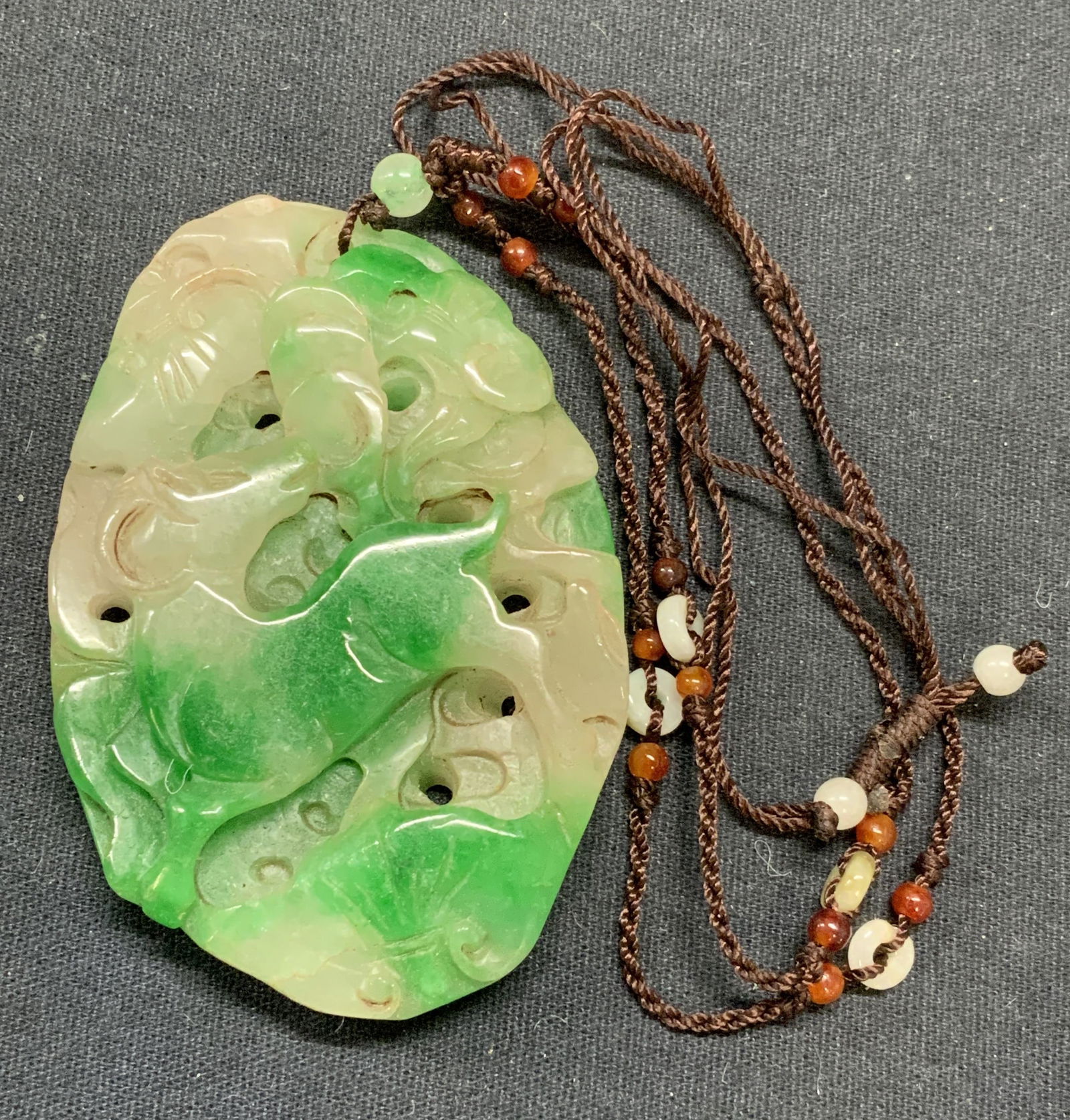 Carved Jade & Carnelian Pendant Necklace (1 of 8)