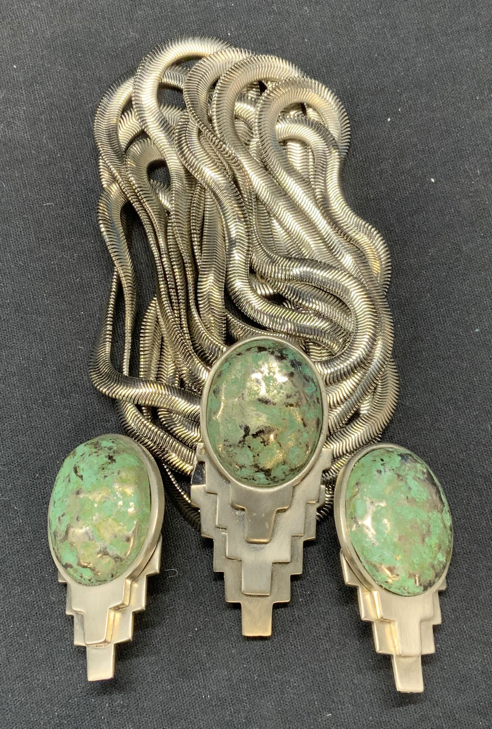 2 LES BERNARD Silver Tn Turquoise Enamel Jewelry (1 of 9)