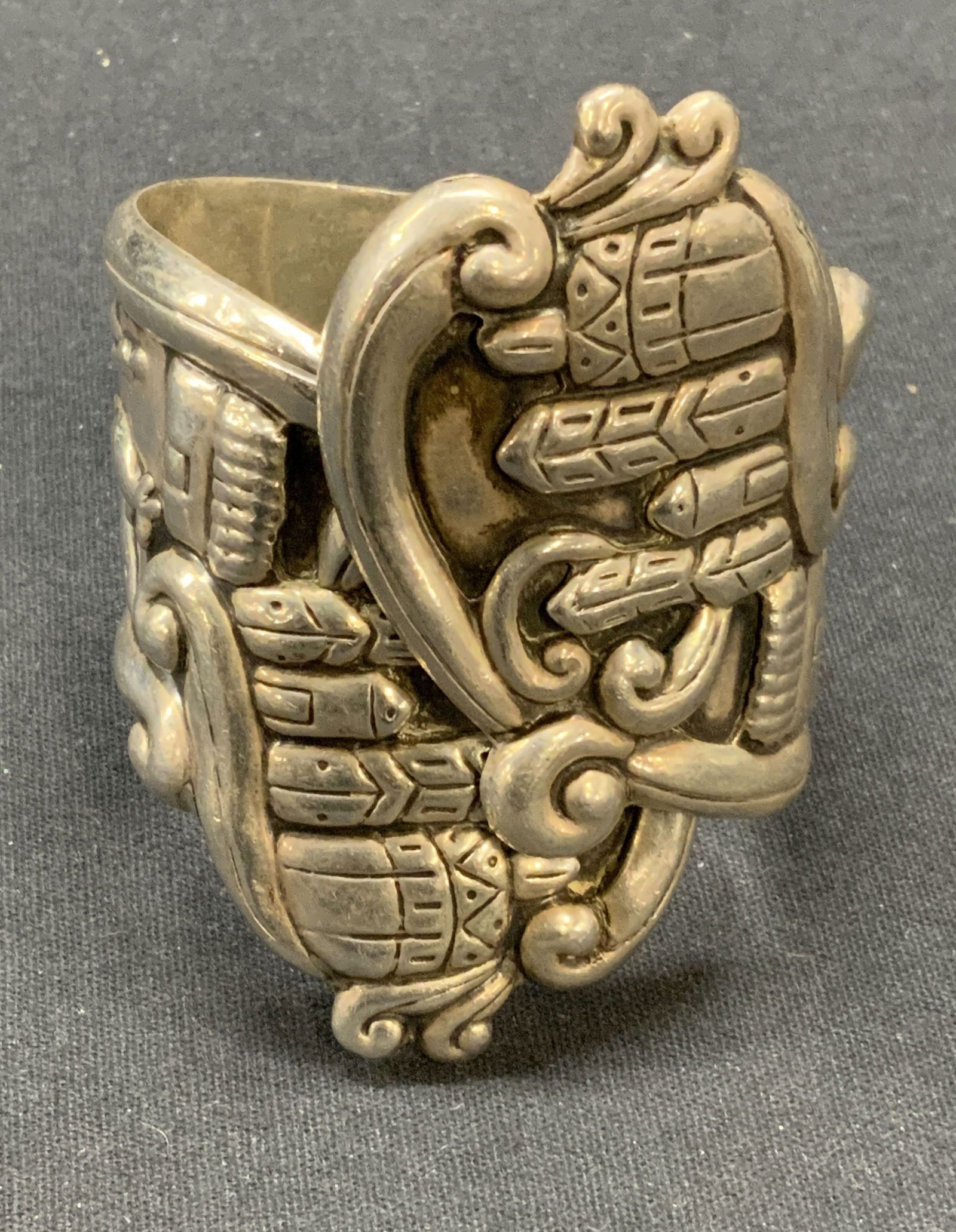 AV Sterling Silver Statement Cuff Bracelet, Mexico (1 of 6)