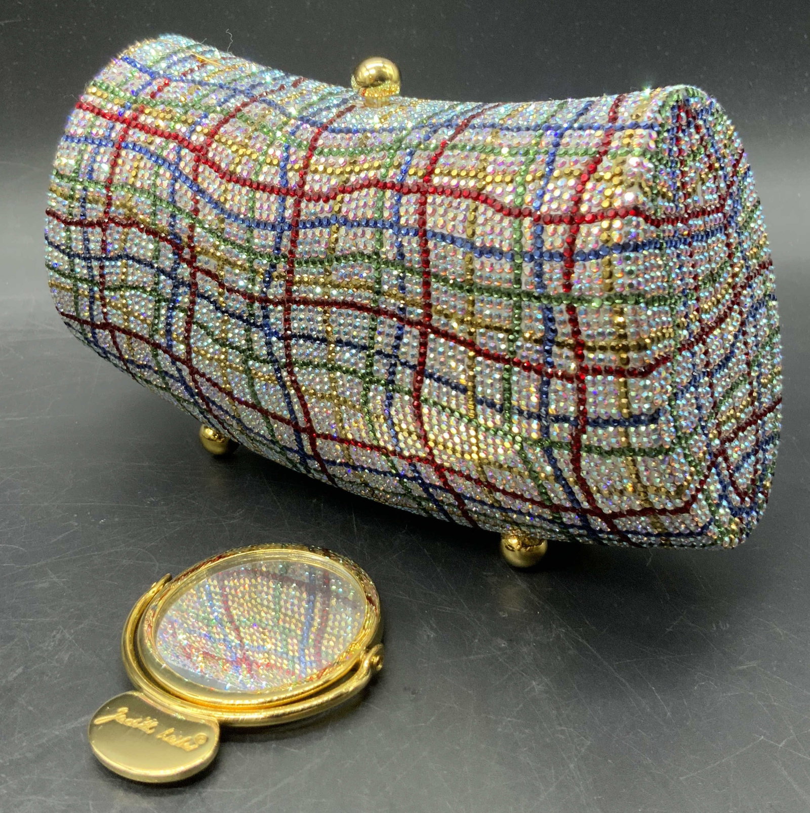 JUDITH LEIBER Footed Multicolor Crystal Minaudiere (1 of 20)