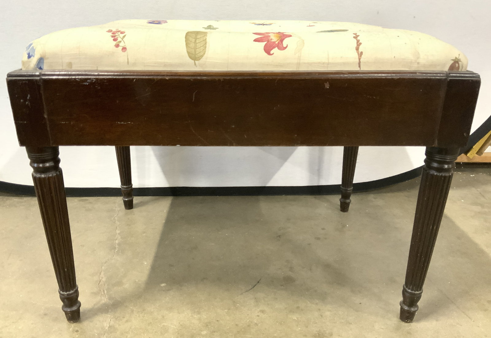 Vintage Upholstered Wooden Bench Footstool (1 of 7)